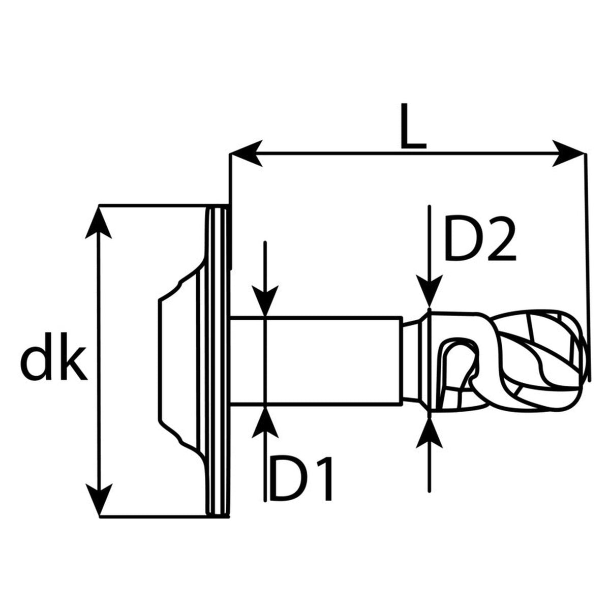 Kfz-Drehverschluss schwarz, Stahl, dk 15 mm, L 21 mm: Produktansicht