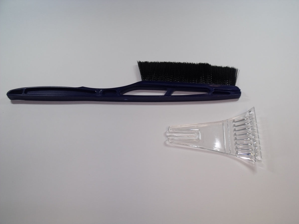 Blauer Eiskratzer mit schwarzem Schneebesen und abgenommener transparenter Kratzkante