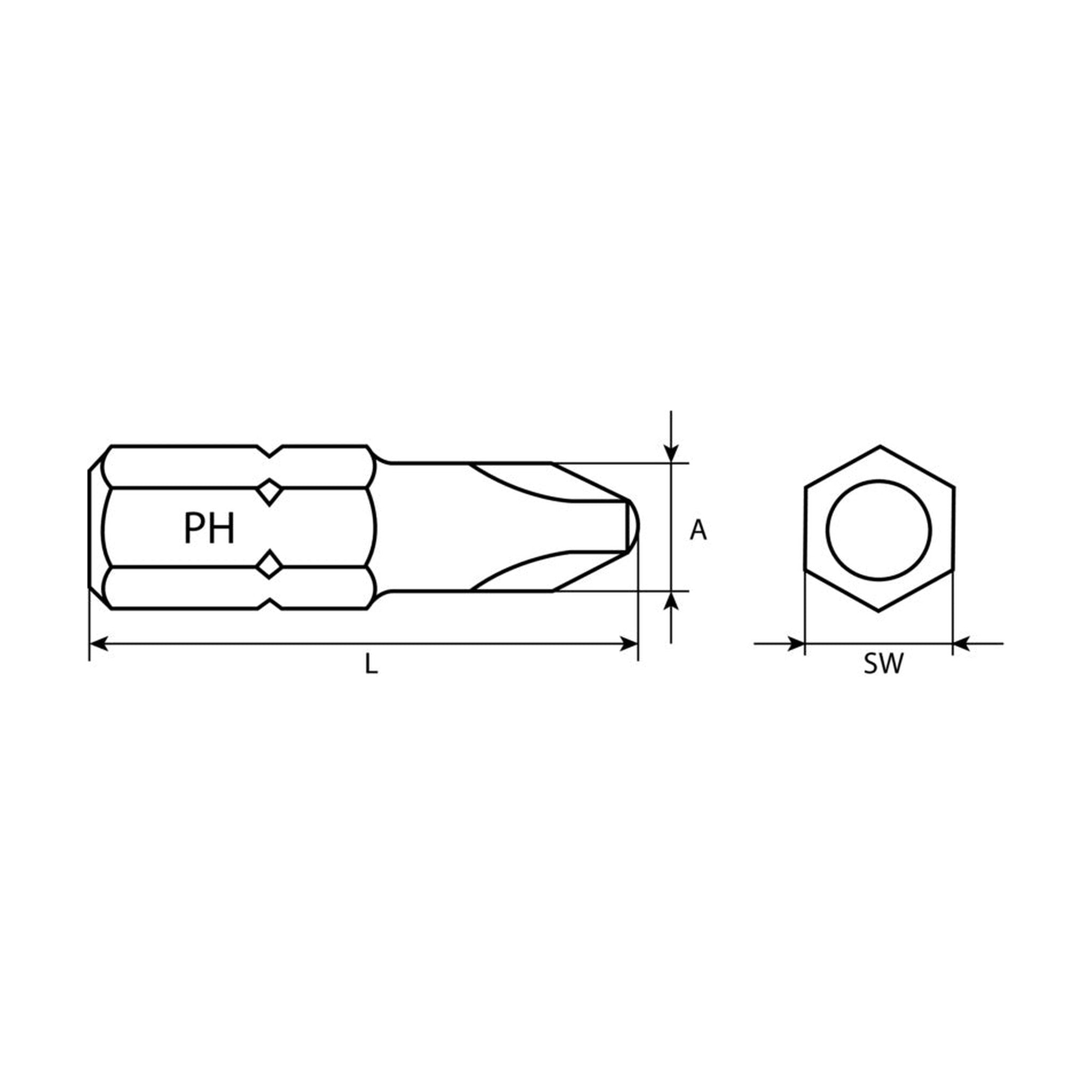 Bit PH, S2-Stahl, TiAlN, 25 mm: Produktansicht