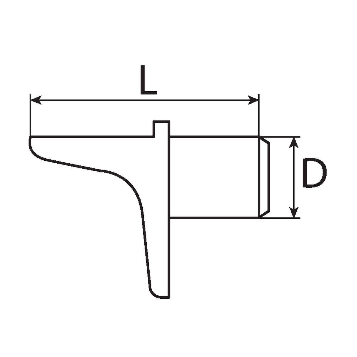 Bodenträger mit Zapfen und Winkel, Stahl vernickelt, 6 mm: Produktansicht