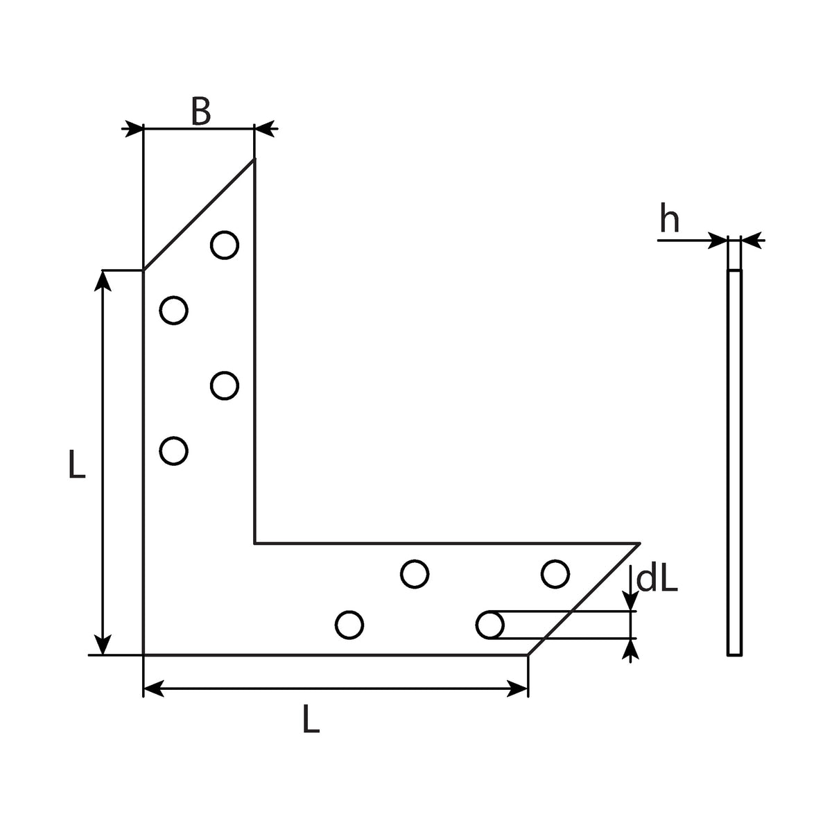 Eckwinkelbeschlag, Stahl verzinkt, Breite 35 mm, Materialstärke 2 mm: Produktansicht