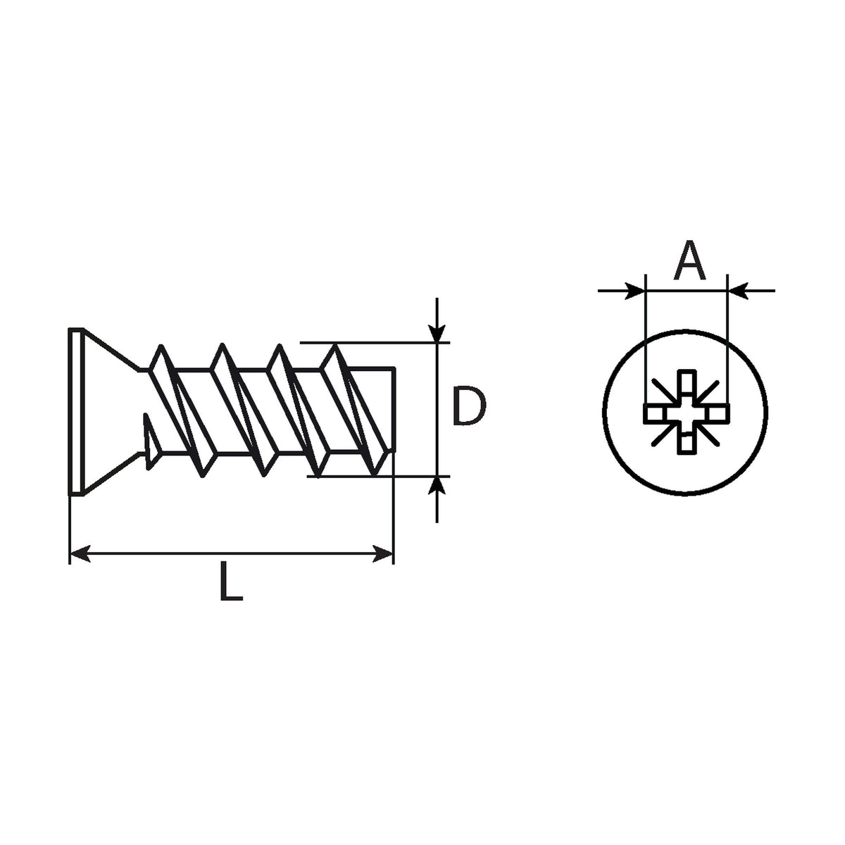 Euroschraube Senkkopf, Stahl verzinkt, 6,3 × 13 mm: Produktansicht