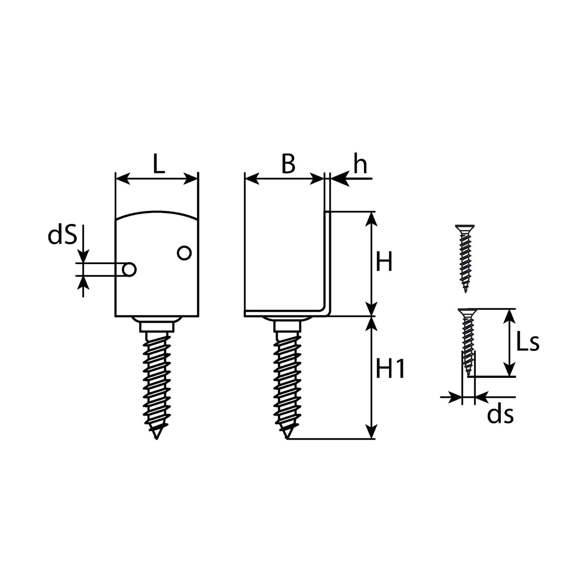 Flechtzaunbeschlag-Befestigungssatz, Edelstahl A2, 30 × 28 × 38 mm: Produktansicht