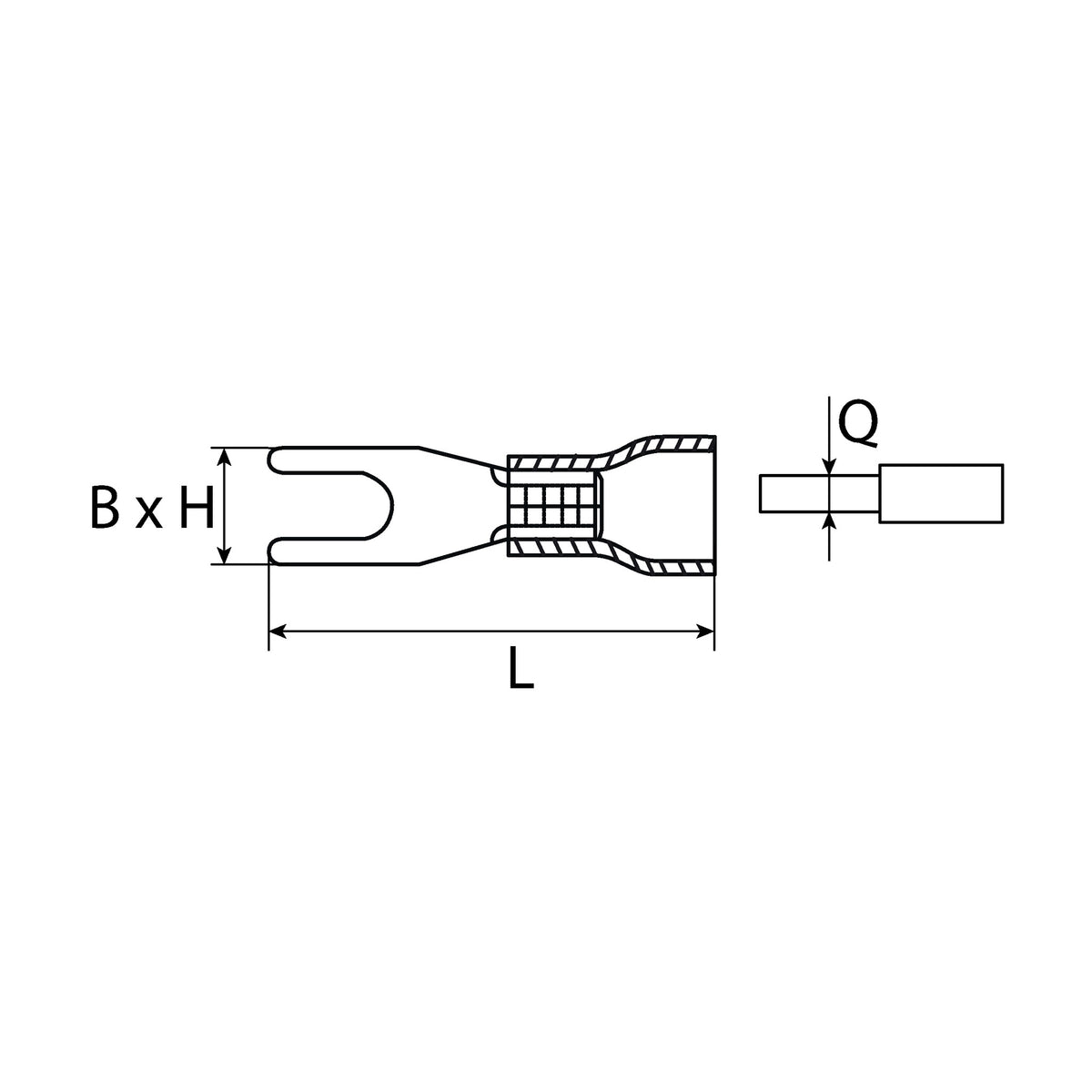 Gabelverbinder teilisoliert gelb, PVC, 4 bis 6 mm², M5: Produktansicht