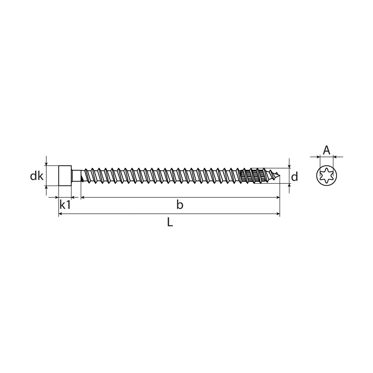 Holzbauschraube TX Zylinderkopf, Vollgewinde, gelb verzinkt, 8 mm: Produktansicht