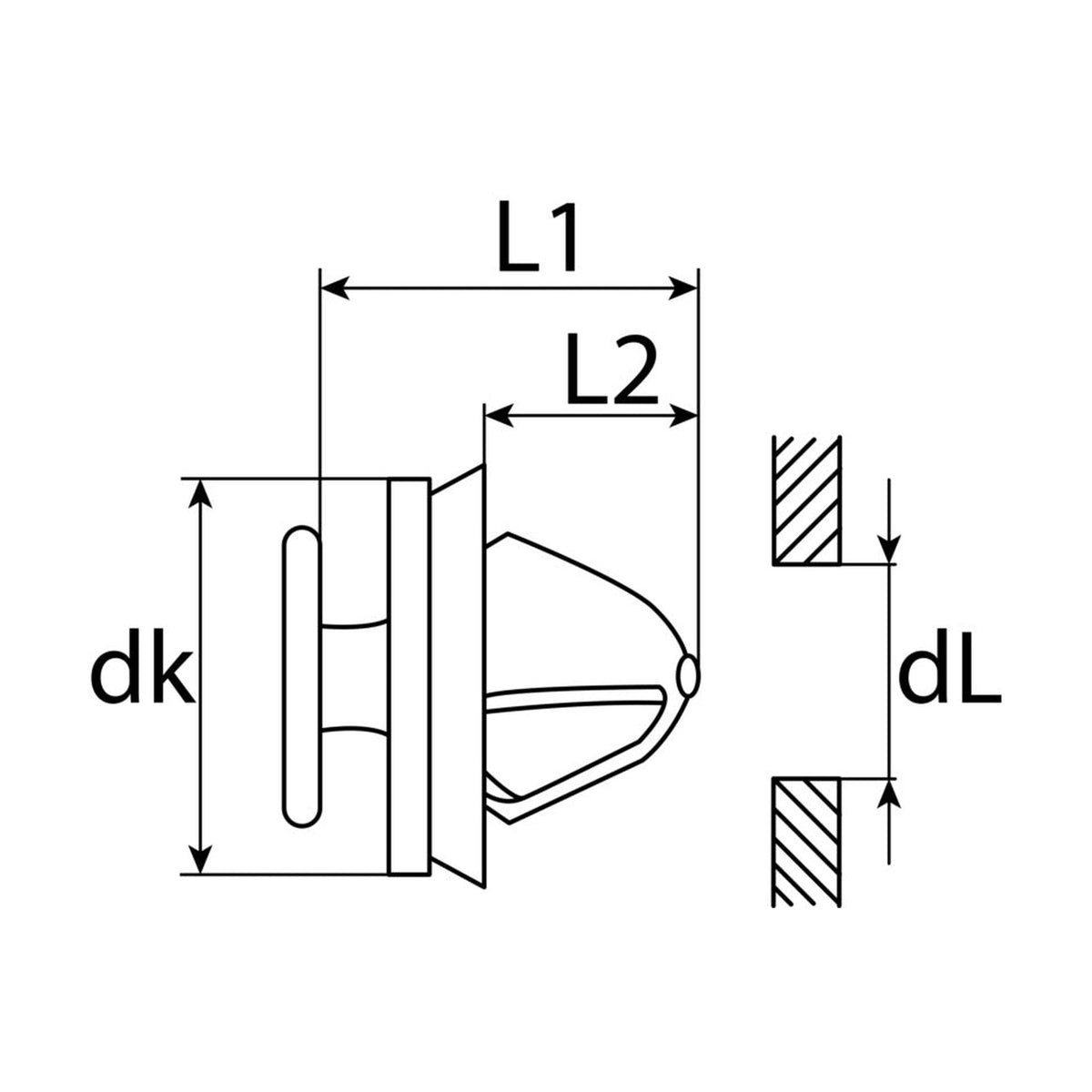 Kfz-Innenverkleidungsclip farblos, dk 17 mm, L 18 mm: Produktansicht