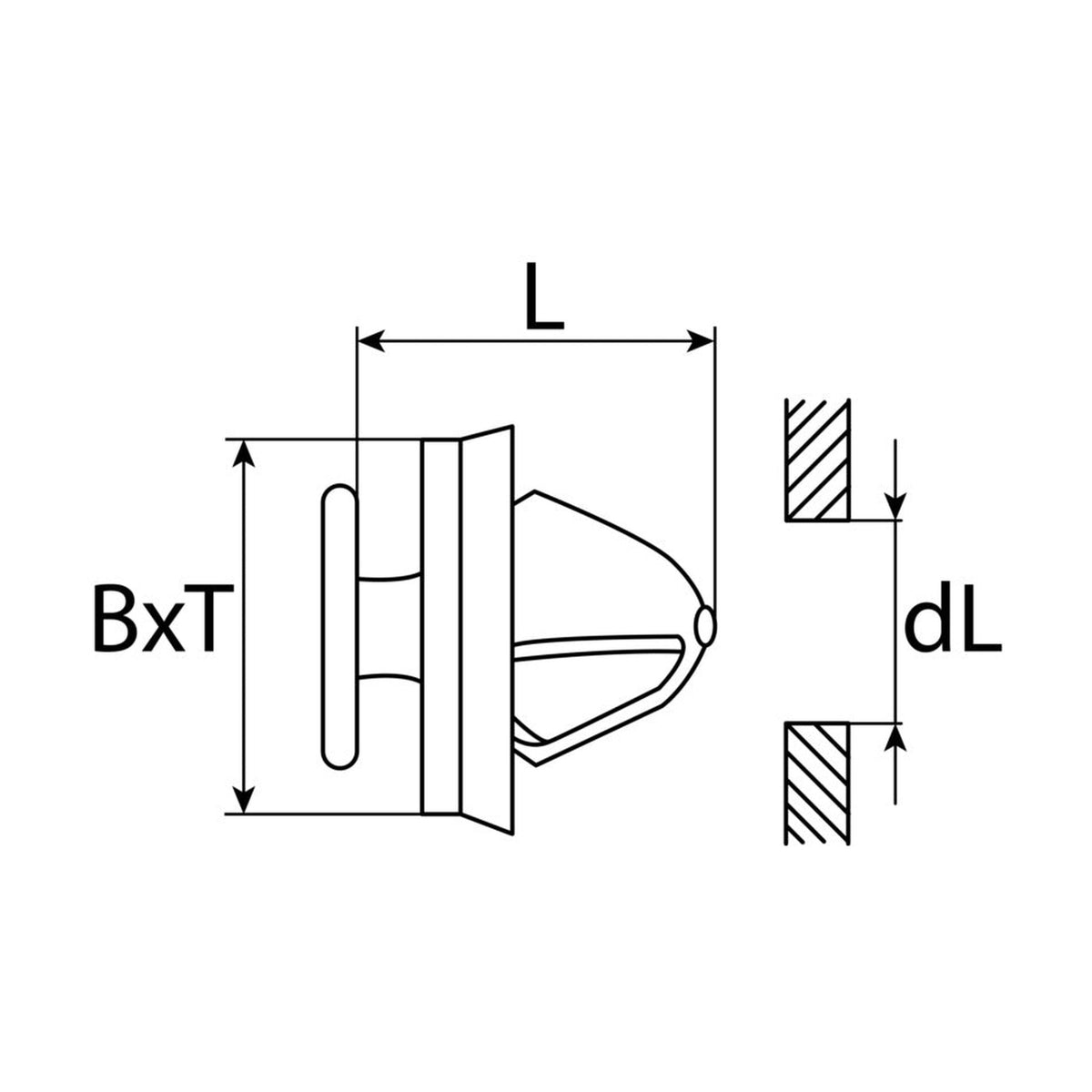 Kfz-Innenverkleidungsclip farblos, Kopf 12 × 10,5 mm, L 17 mm: Produktansicht