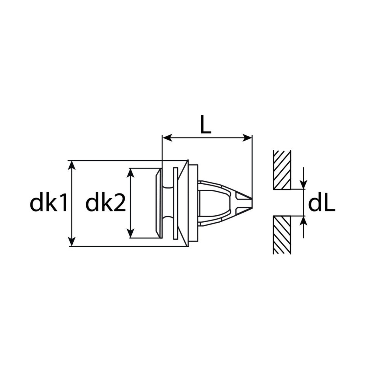 Kfz-Innenverkleidungsclip grün, dk 17 mm, L 19 mm: Produktansicht