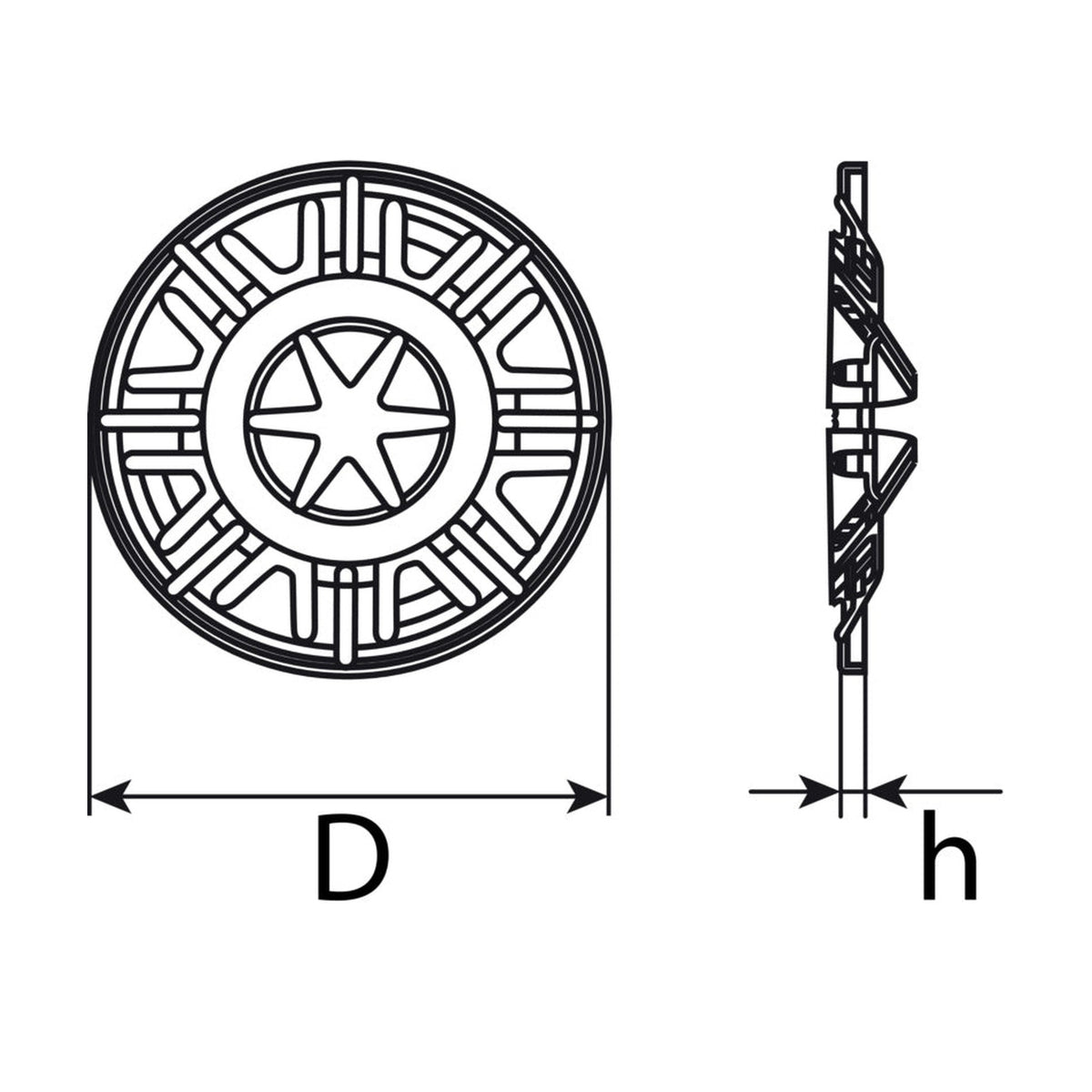 Kfz-Klemmscheibe silber, Metall, 30 mm, Bohrung 3,9 mm, Höhe 4,5 mm: Produktansicht
