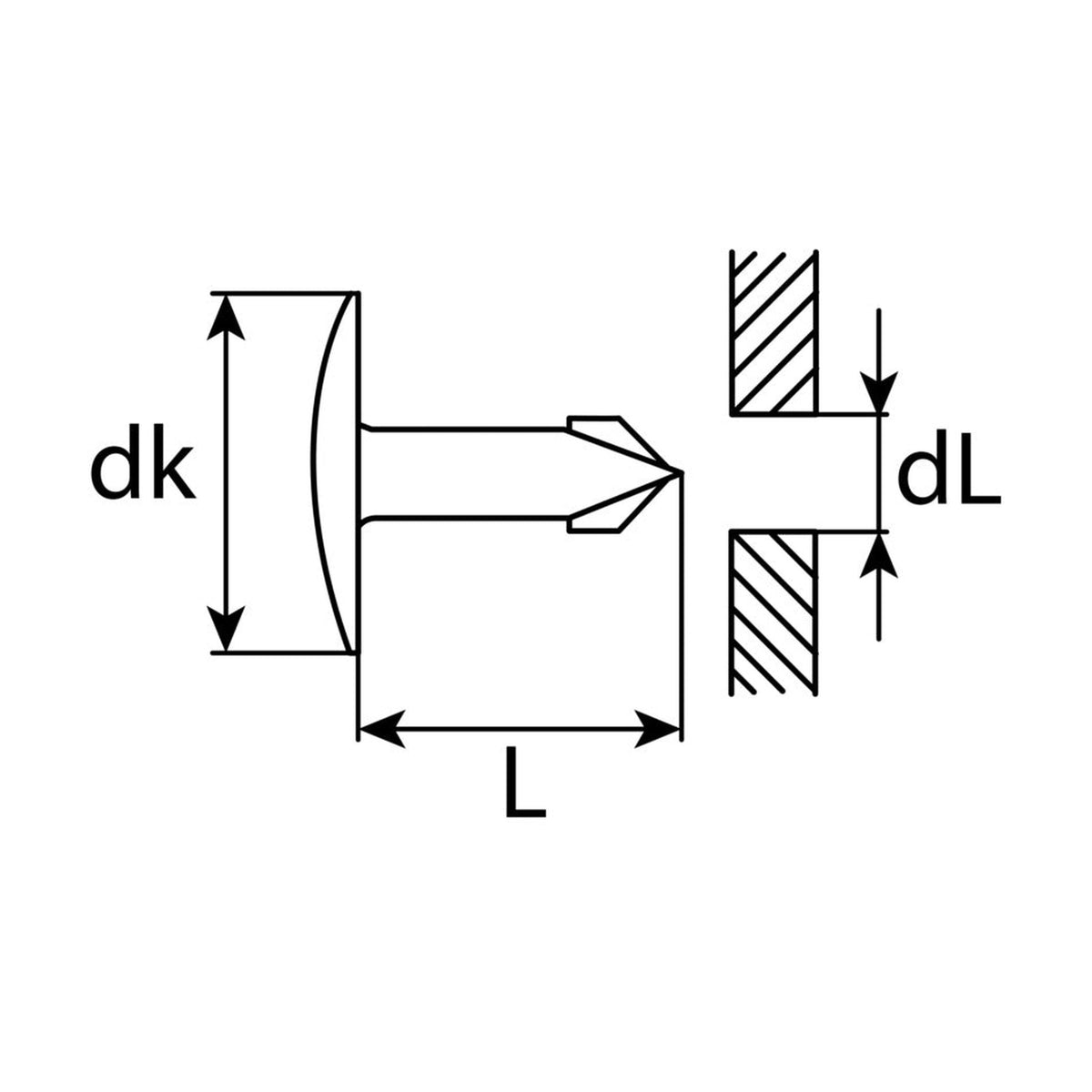 Kfz-Klemmstift schwarz, dk 25 mm, L 28,5 mm, Stift 10 mm: Produktansicht