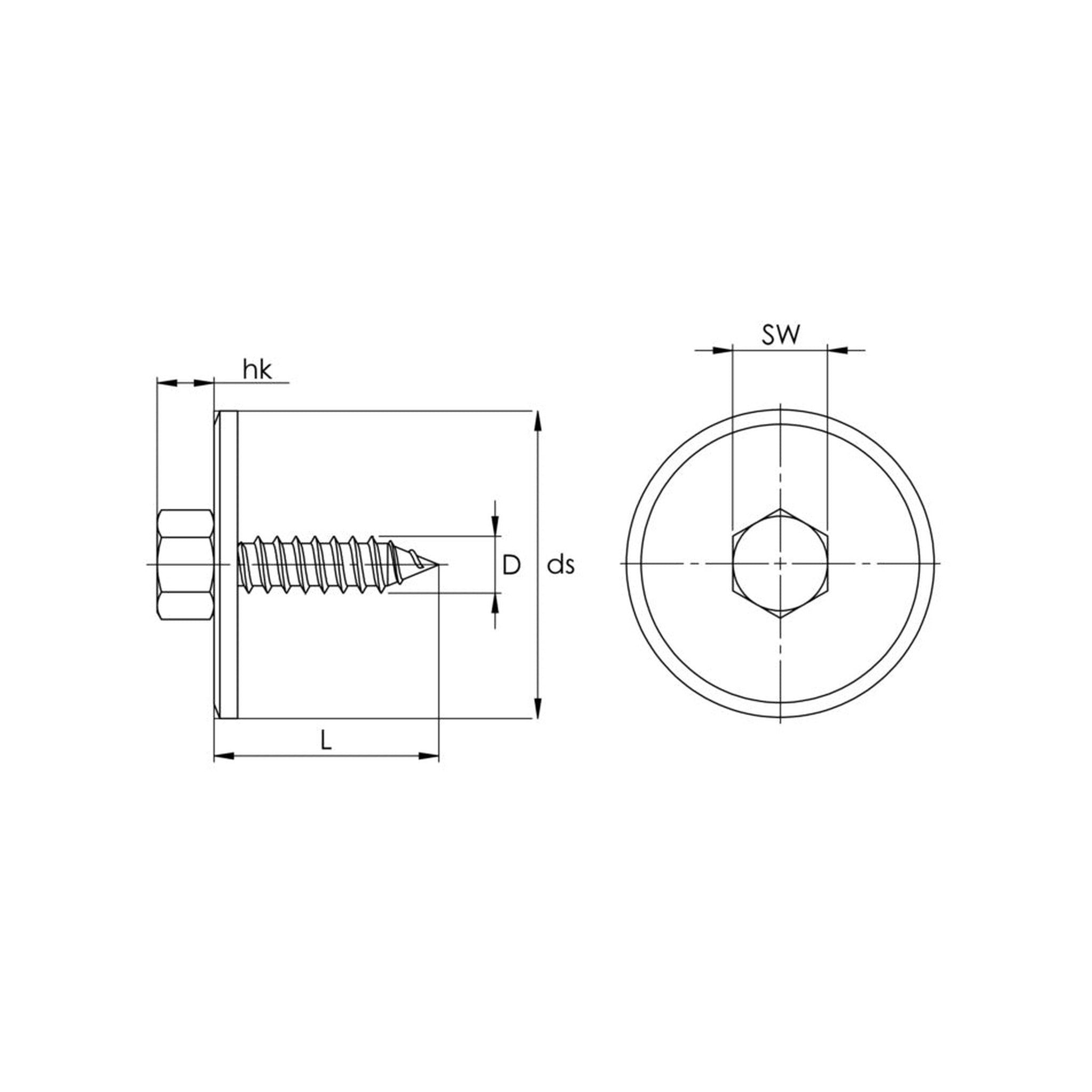Kfz-Kombischraube, Stahl schwarz verzinkt, 4,8 × 19 mm: Produktansicht