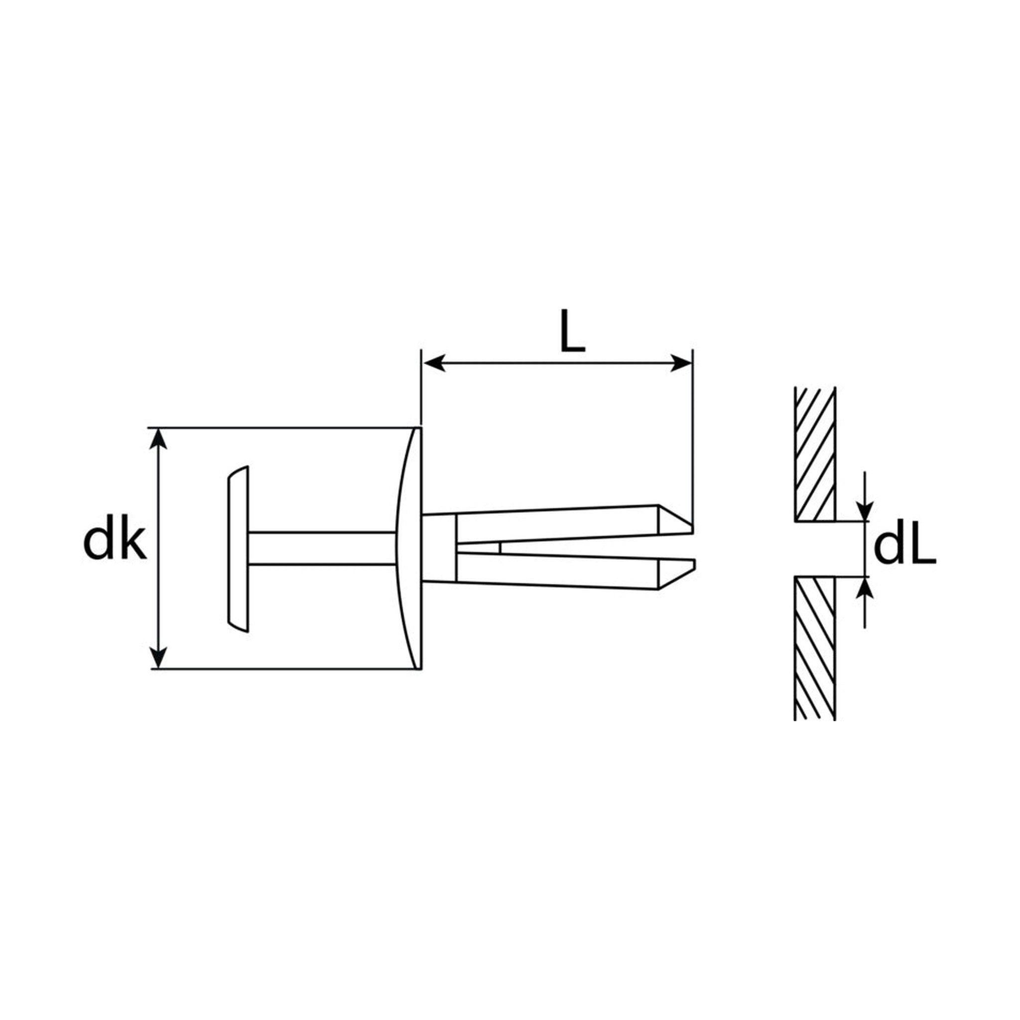 Kfz-Kunststoffspreizniet, 8 mm Bohrdurchmesser: Produktansicht