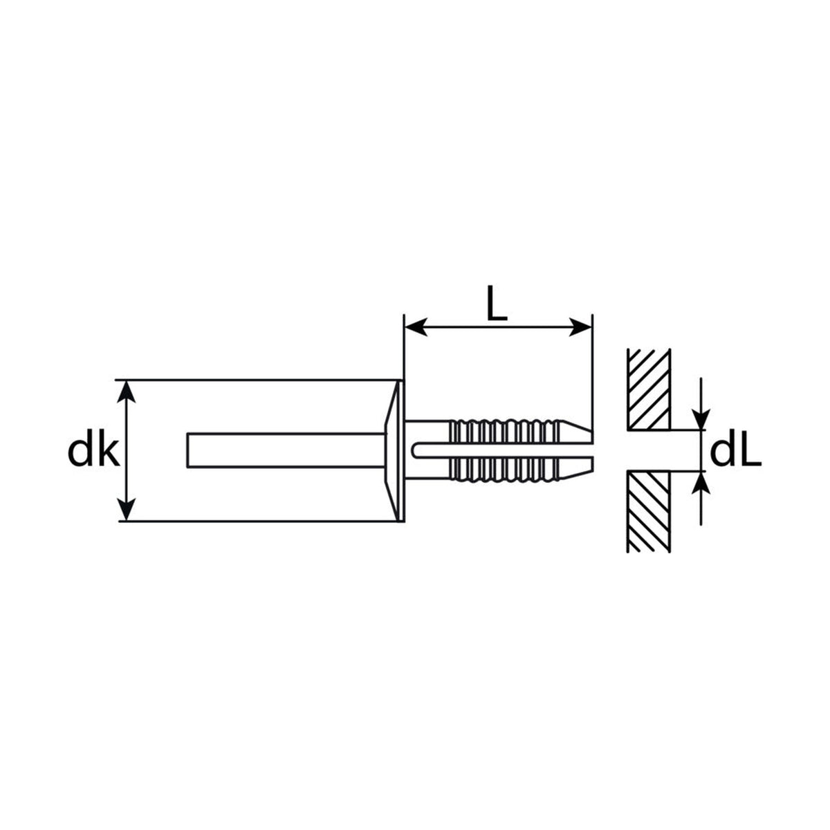 Kfz-Kunststoffspreizniet schwarz, dk 20 mm, L 15 mm: Produktansicht