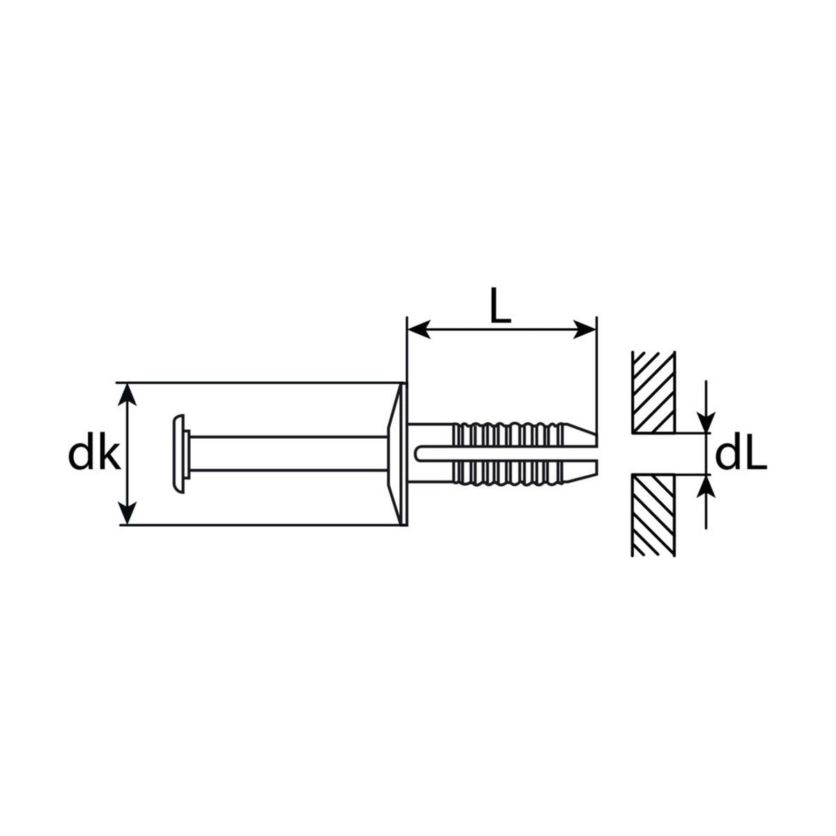 Kfz-Kunststoffspreizniet schwarz, dk 20 mm, L 8 mm: Produktansicht