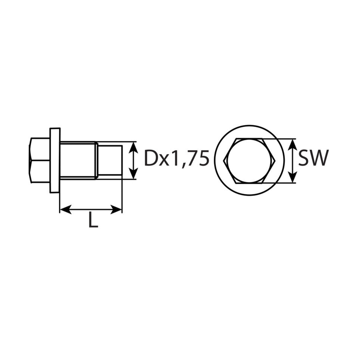 Kfz-Ölablassschraube M12 × 1,75 × 28,5, Stahl phosphatiert: Produktansicht
