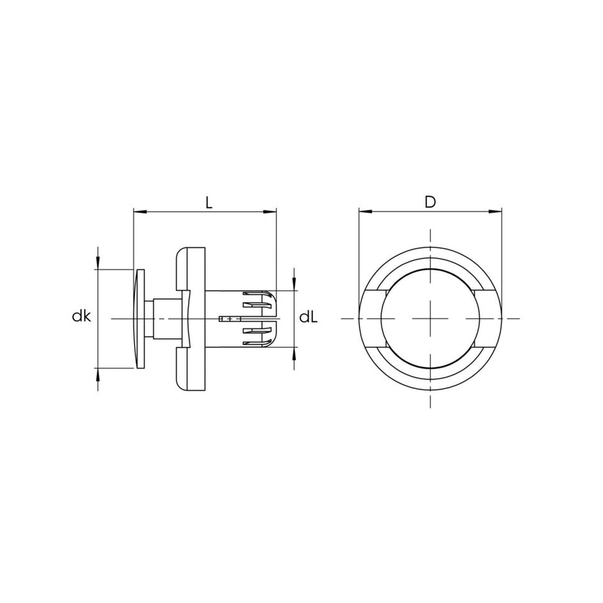 Kfz-Schlagniet schwarz, POM, dk 13,8 mm, L 20 mm: Produktansicht