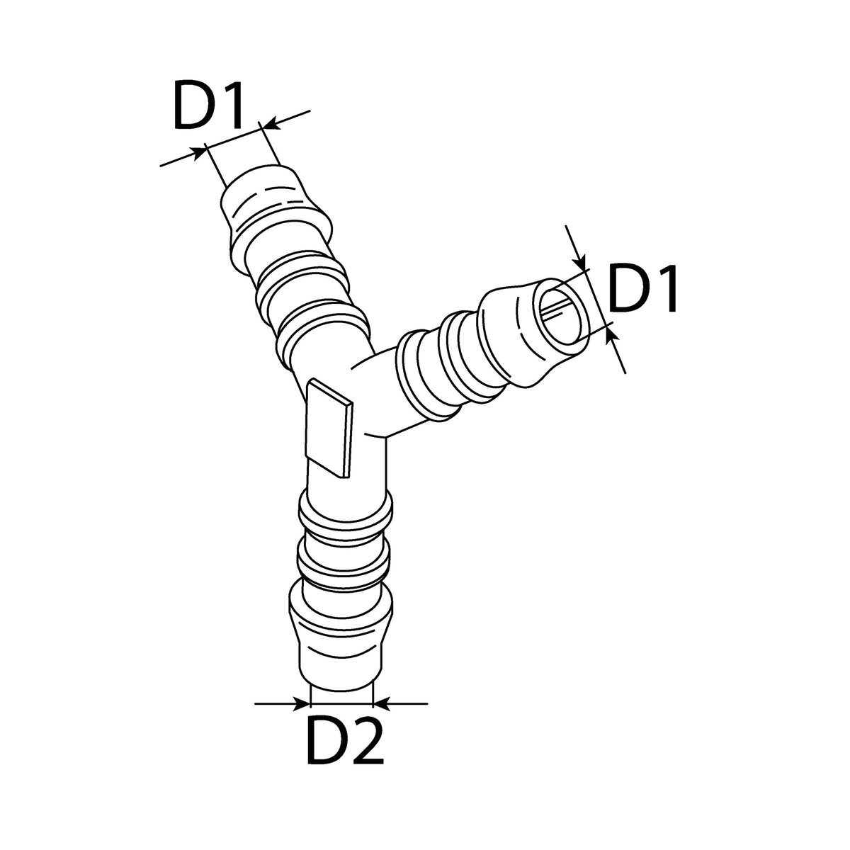 Kfz-Schlauchverbinder Y-Reduzierstutzen, Kunststoff, 4/6/4 mm: Produktansicht