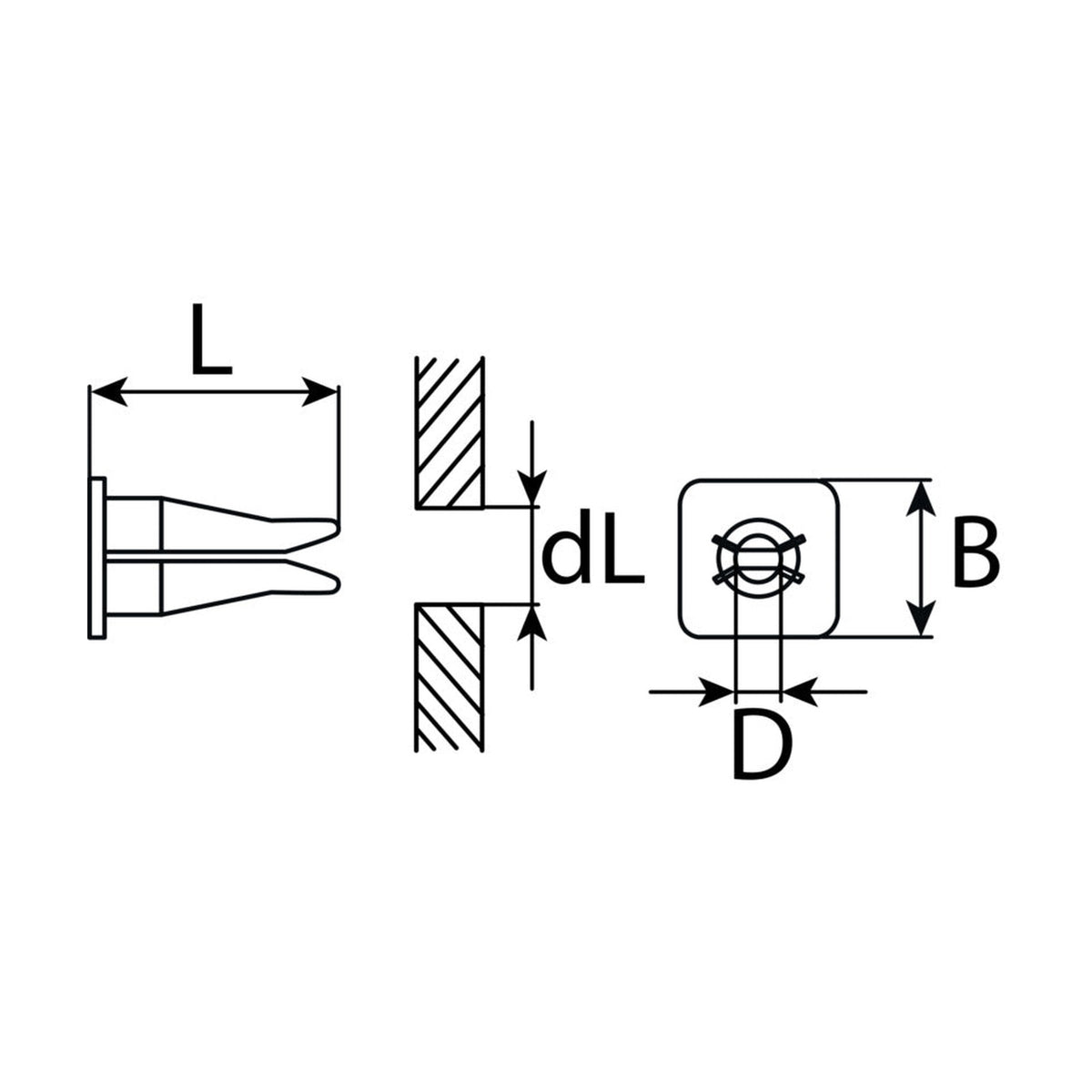 Kfz-Spreizmutter farblos, L 15 mm, Kopfbreite 9,6 mm: Produktansicht