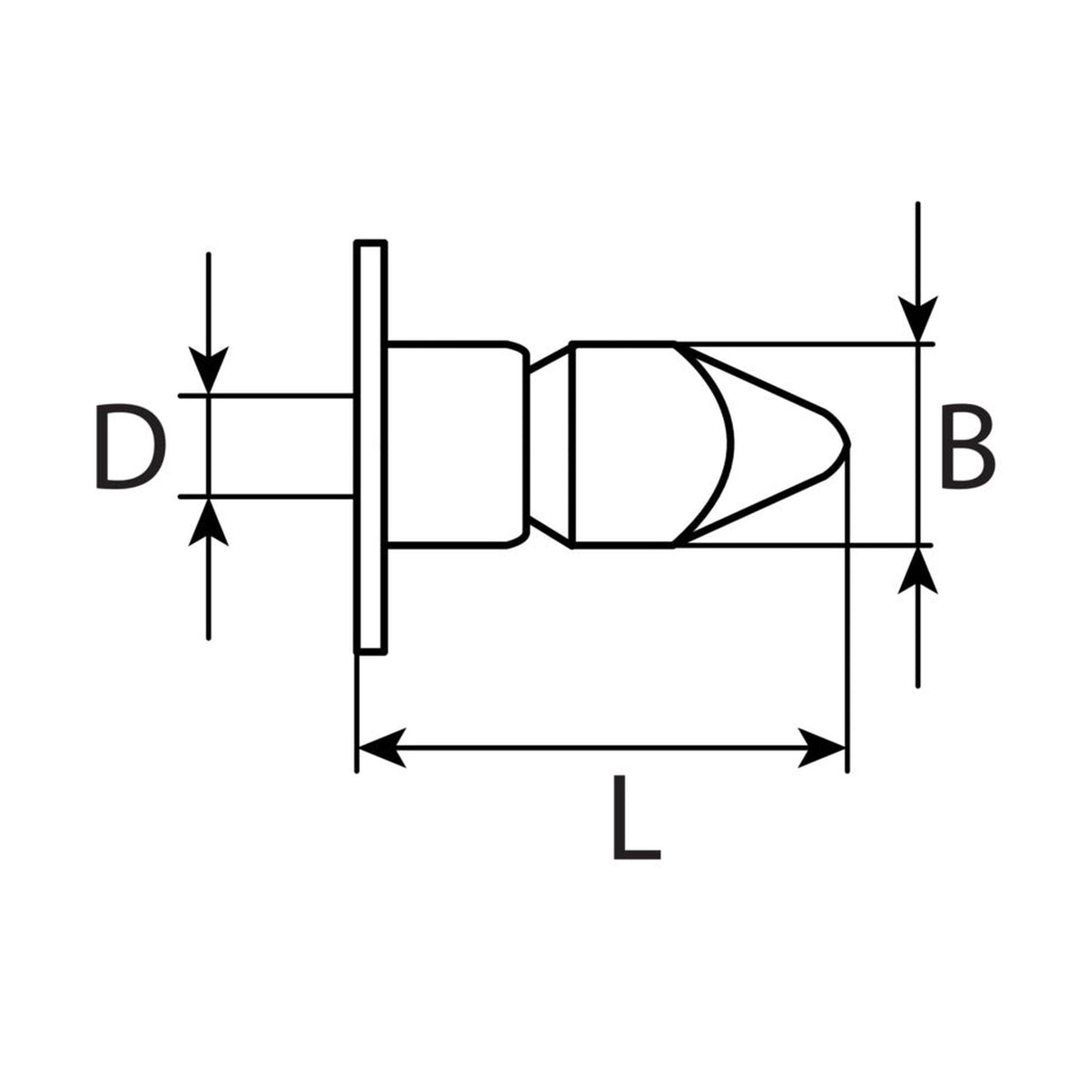 Kfz-Spreizmutter schwarz, L 21 mm, Breite 8 mm: Produktansicht