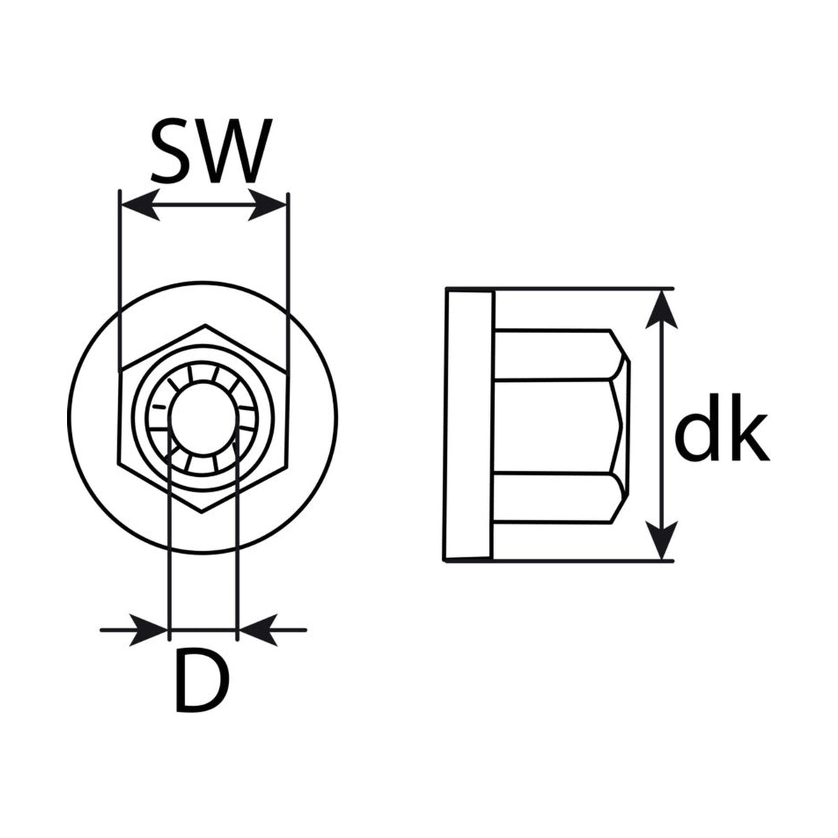 Kfz-Spreizmutter schwarz, Kunststoff, dk 18 mm, L 10,5 mm: Produktansicht