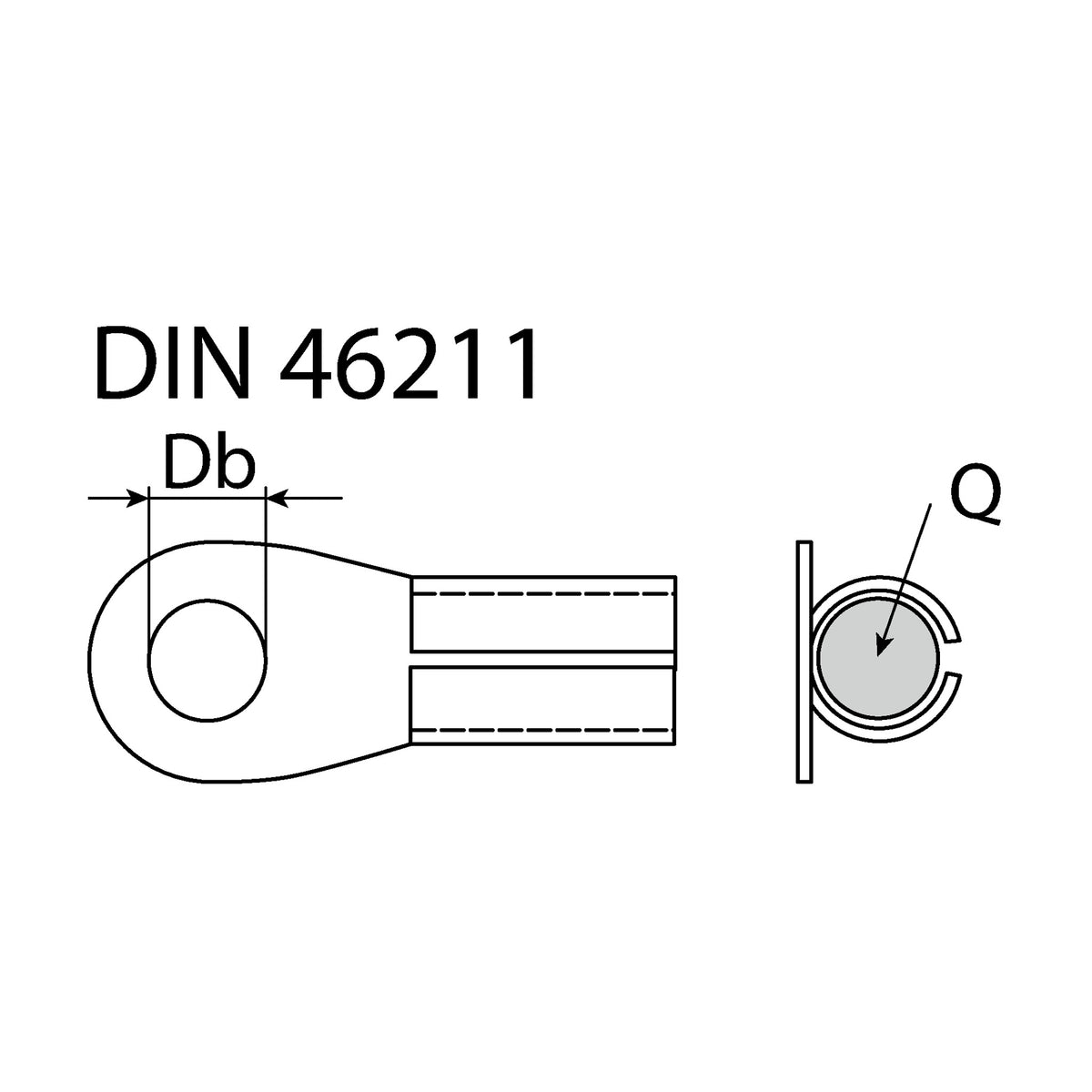 Lötkabelschuh, Messing verzinnt, DIN 46211: Produktansicht
