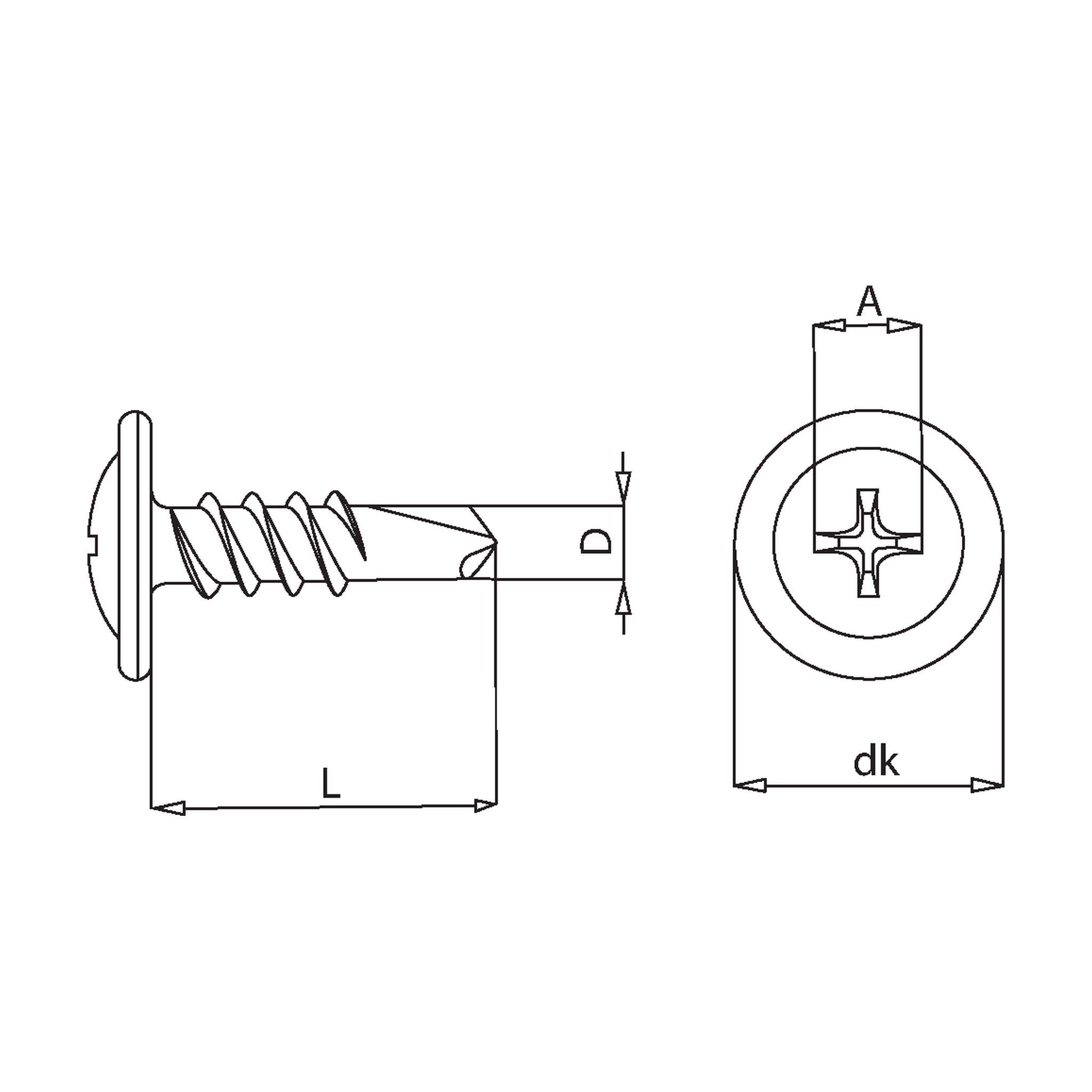 Profilverbindungsschraube mit Bohrspitze, verzinkt, 4,2 × 13 mm: Produktansicht