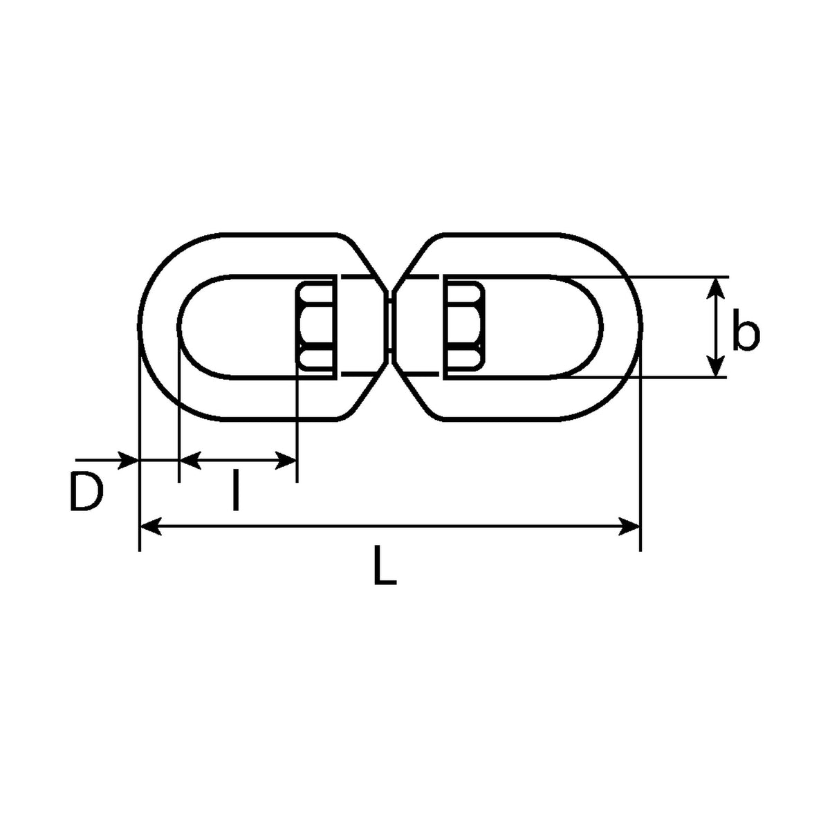 Seilwirbel, Edelstahl A4, 6 × 65 mm, Tragfähigkeit 250 kg: Produktansicht