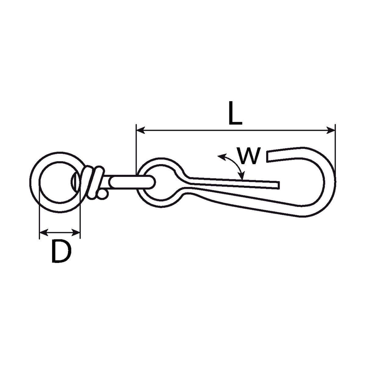 Simplexhaken Form B mit Wirbel, Stahl verzinkt, DIN 5287, 50 mm: Produktansicht