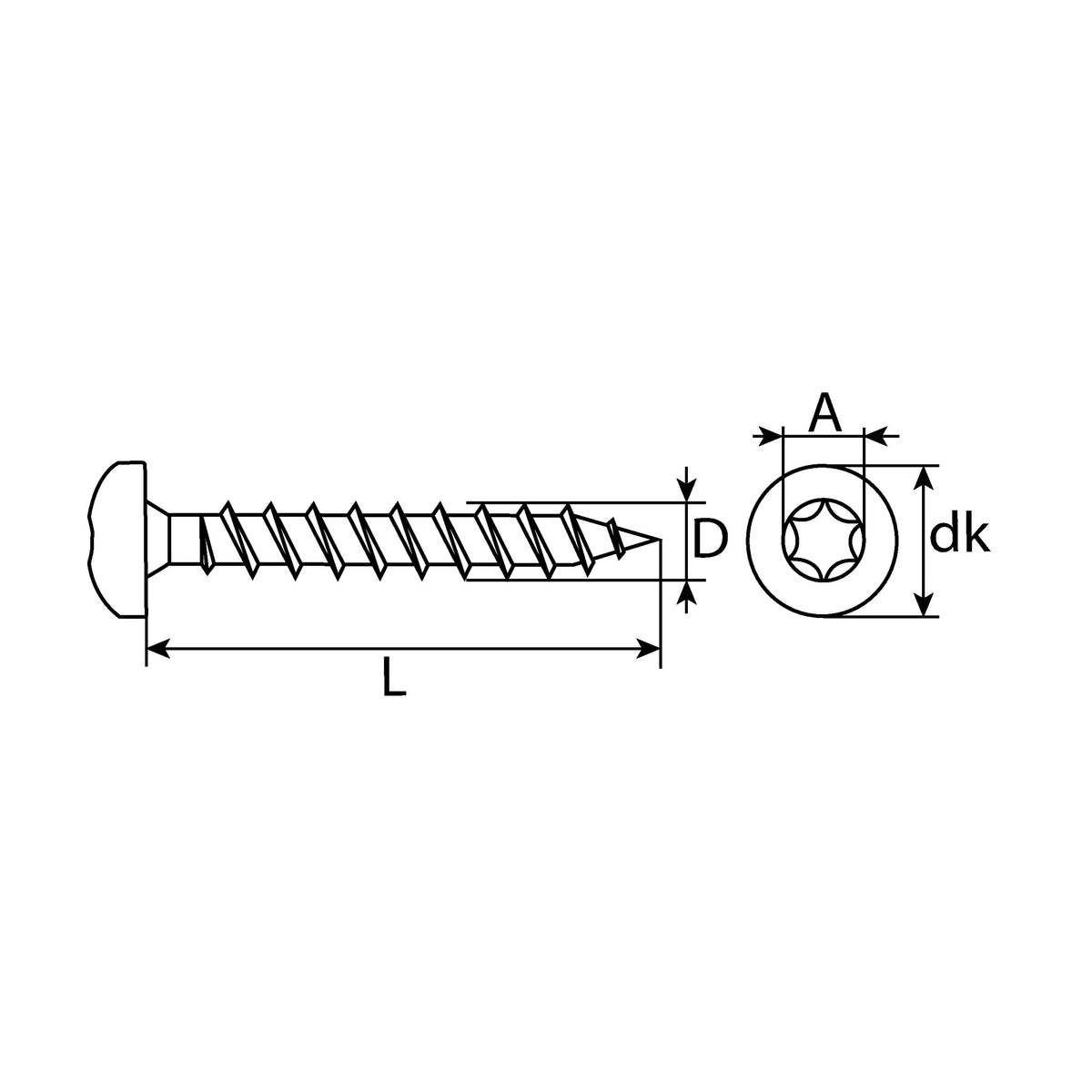 Spanplattenschraube TX Pan Head mit Bit, Vollgewinde, Stahl verzinkt: Produktansicht