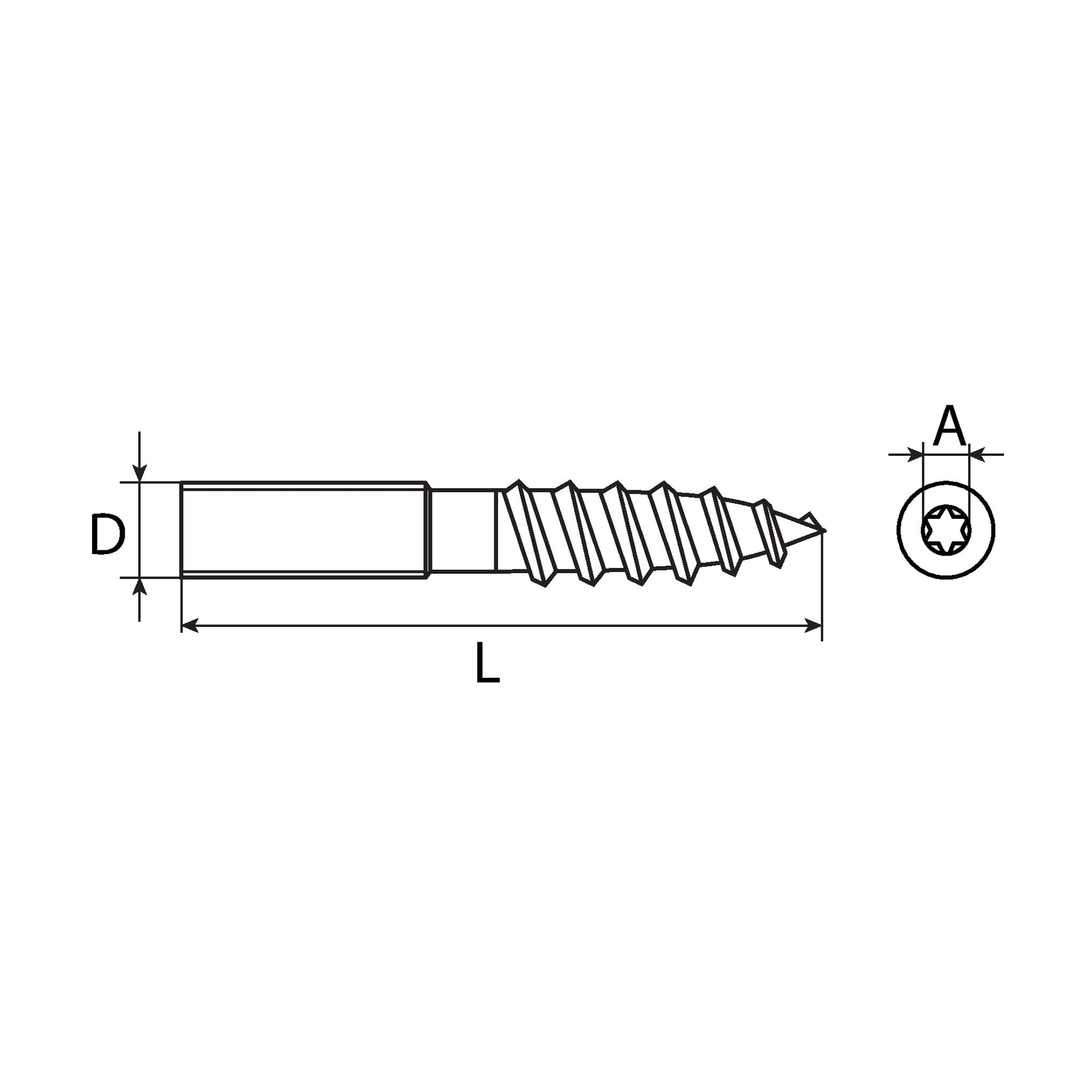 Stockschraube TX, Stahl verzinkt, 6 × 60 mm: Produktansicht