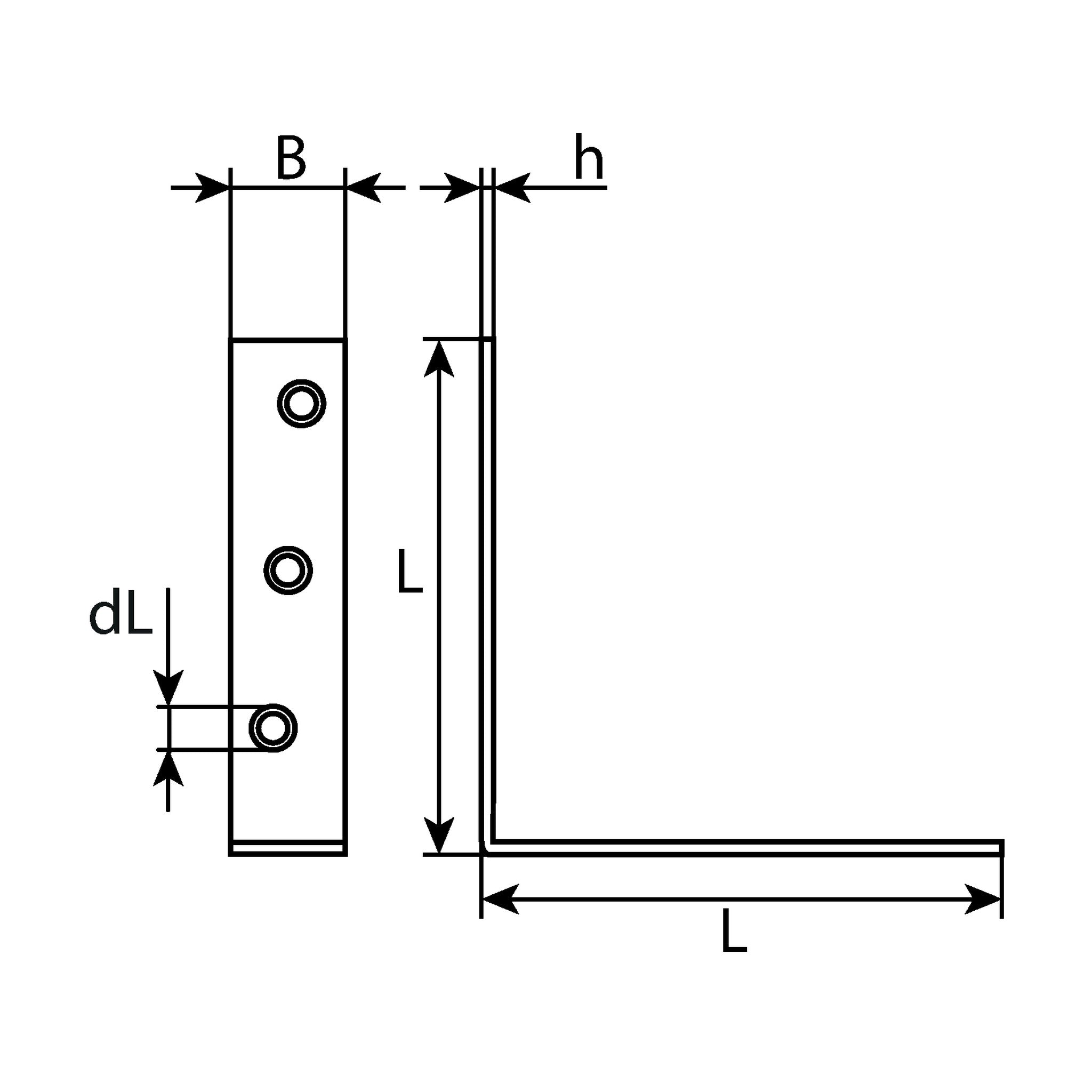 Stuhlwinkel, vermessingt, 40 × 40 × 15 × 2 mm: Produktansicht