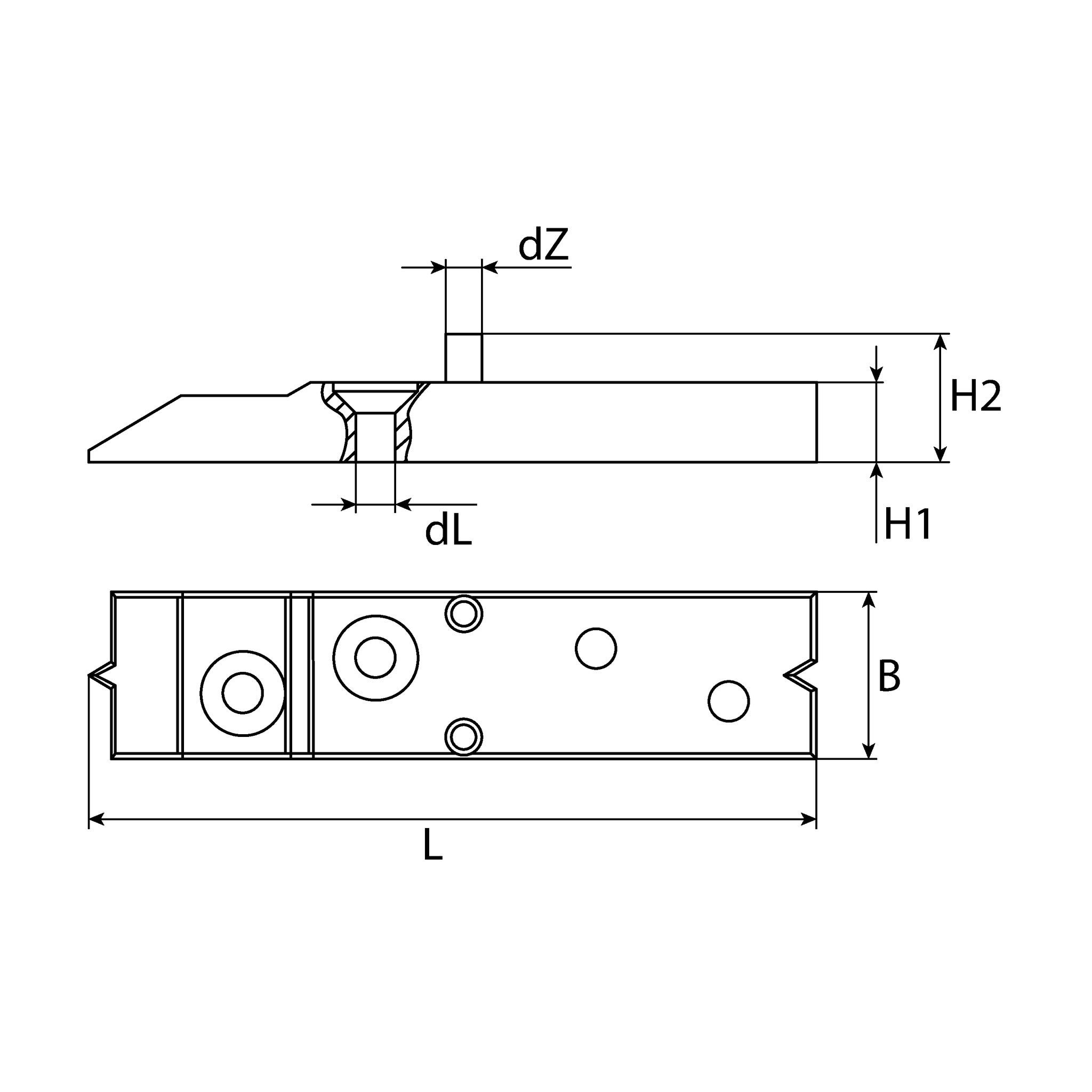 Terrassendielenverbinder, Kunststoff, 19 × 82,5 mm: Produktansicht