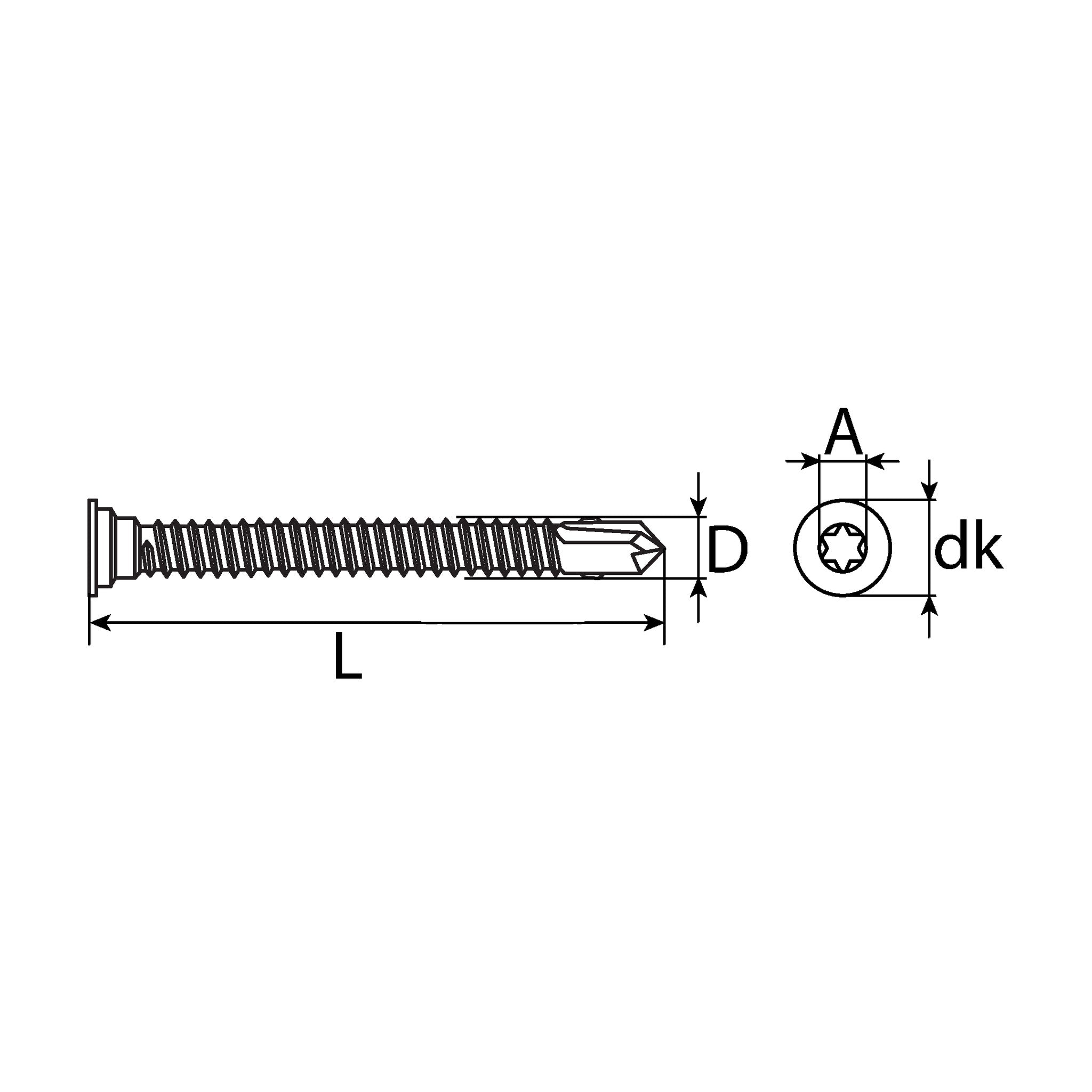 Terrassenschraube TX Stufenkopf, Bimetall A4 Ruspert, 5,5 × 55 mm: Produktansicht