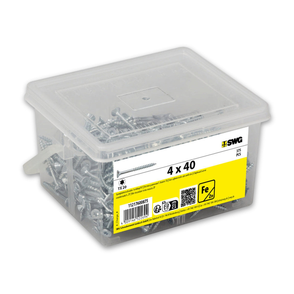 Spanplattenschrauben-Palette TX Senkkopf, Teilgewinde, verzinkt: Produktansicht