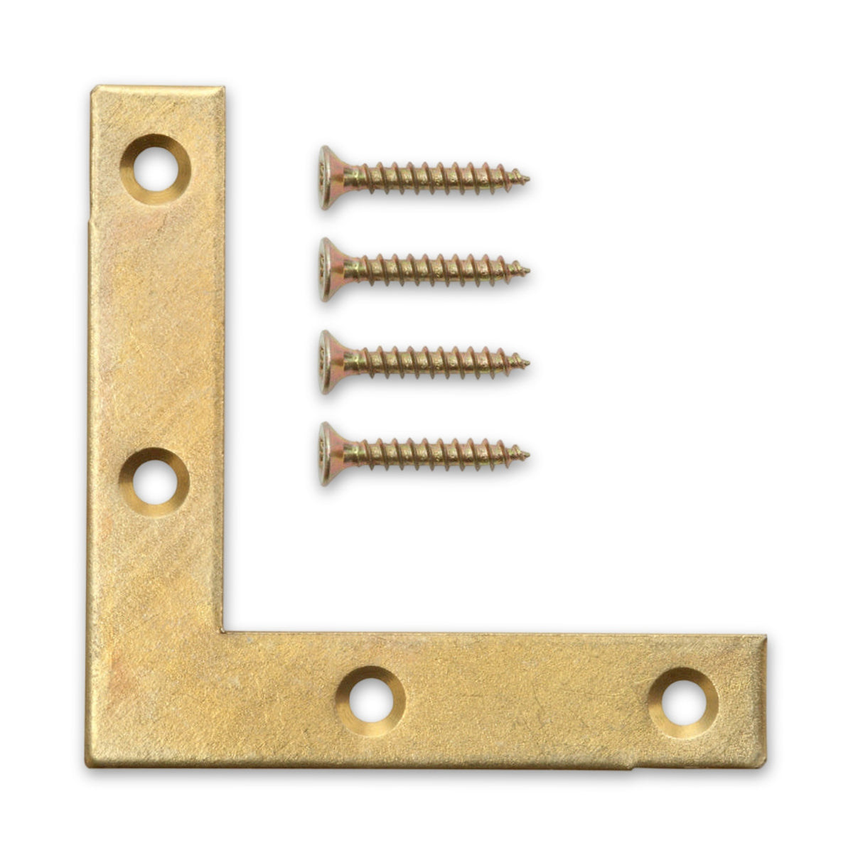 Möbelflachwinkel mit Schrauben, Stahl vermessingt, 50 × 10 × 1,3 mm: Produktansicht