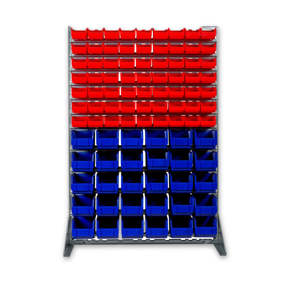 Lagerboxenregal mit 93 Lagerboxen, 1.560 × 1.025 × 230 mm: Produktansicht