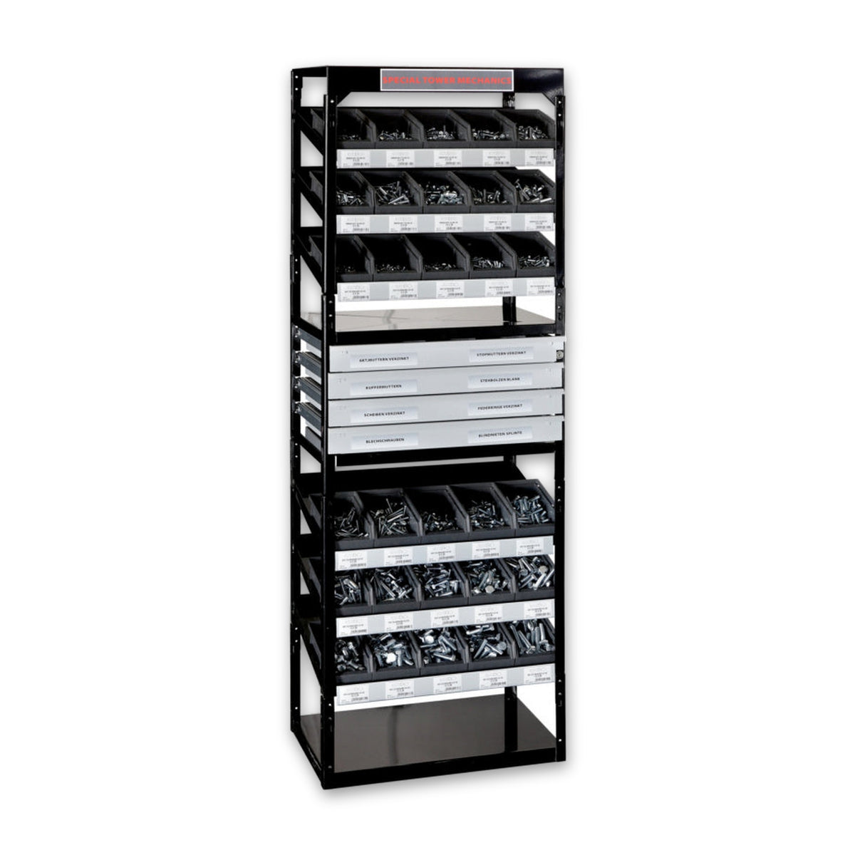 Werkstattregal DIN- und ISO-Teile schwarz, 1.620 × 540 × 360 mm: Produktansicht
