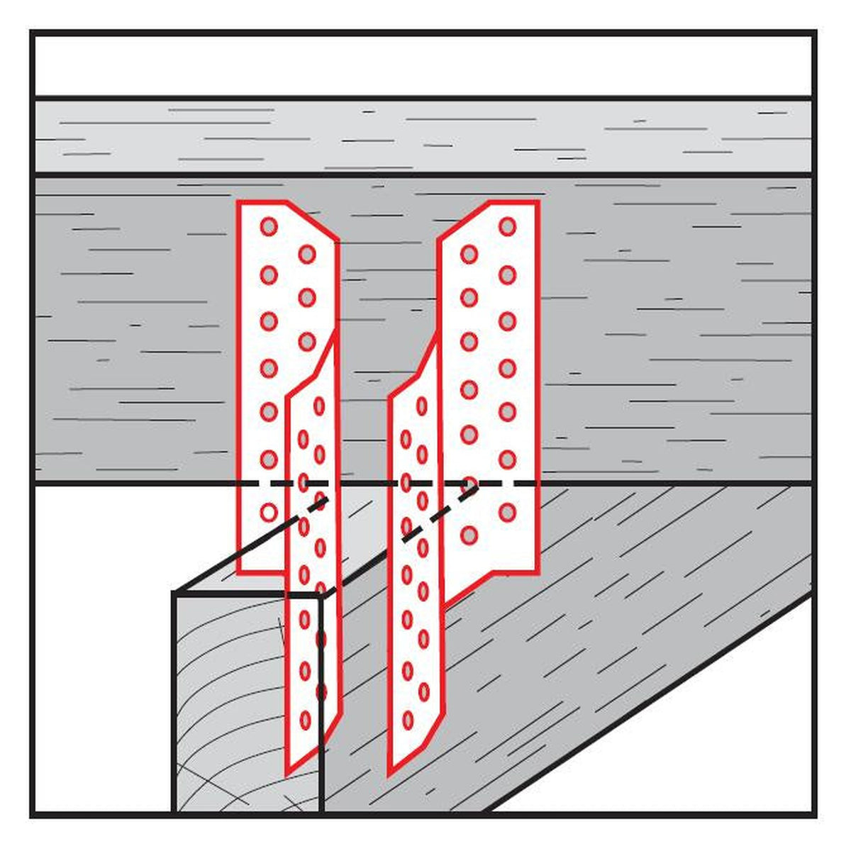 Sparrenpfettenanker rechts, Stahl sendzimirverzinkt, 35 × 35 × 2 mm: Produktansicht
