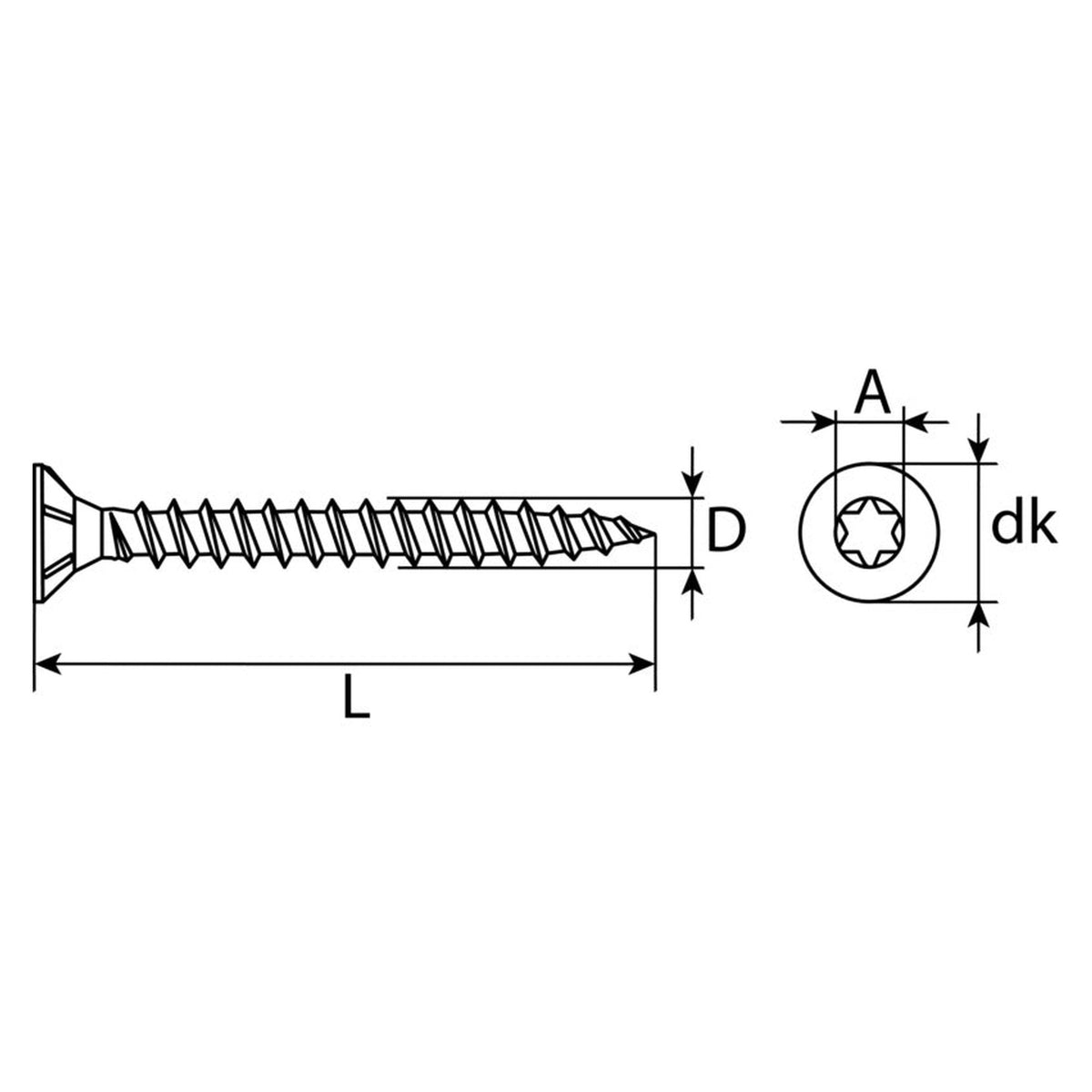 Profilholzkrallenschraube TX Senkkopf mit Bit, verzinkt, 2,4 × 16: Produktansicht