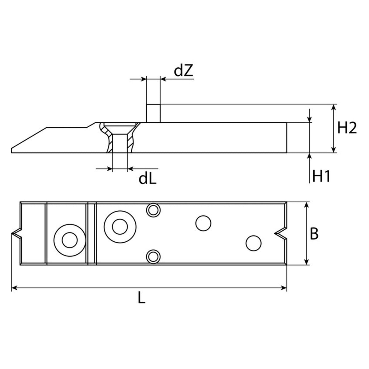 Terrassendielenverbinder, Kunststoff, 19 × 82,5 mm: Produktansicht