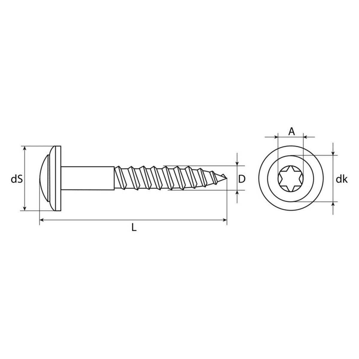 Spenglerschraube TX Linsensenkkopf, Edelstahl A2, RAL 7016, 4,5 mm: Produktansicht