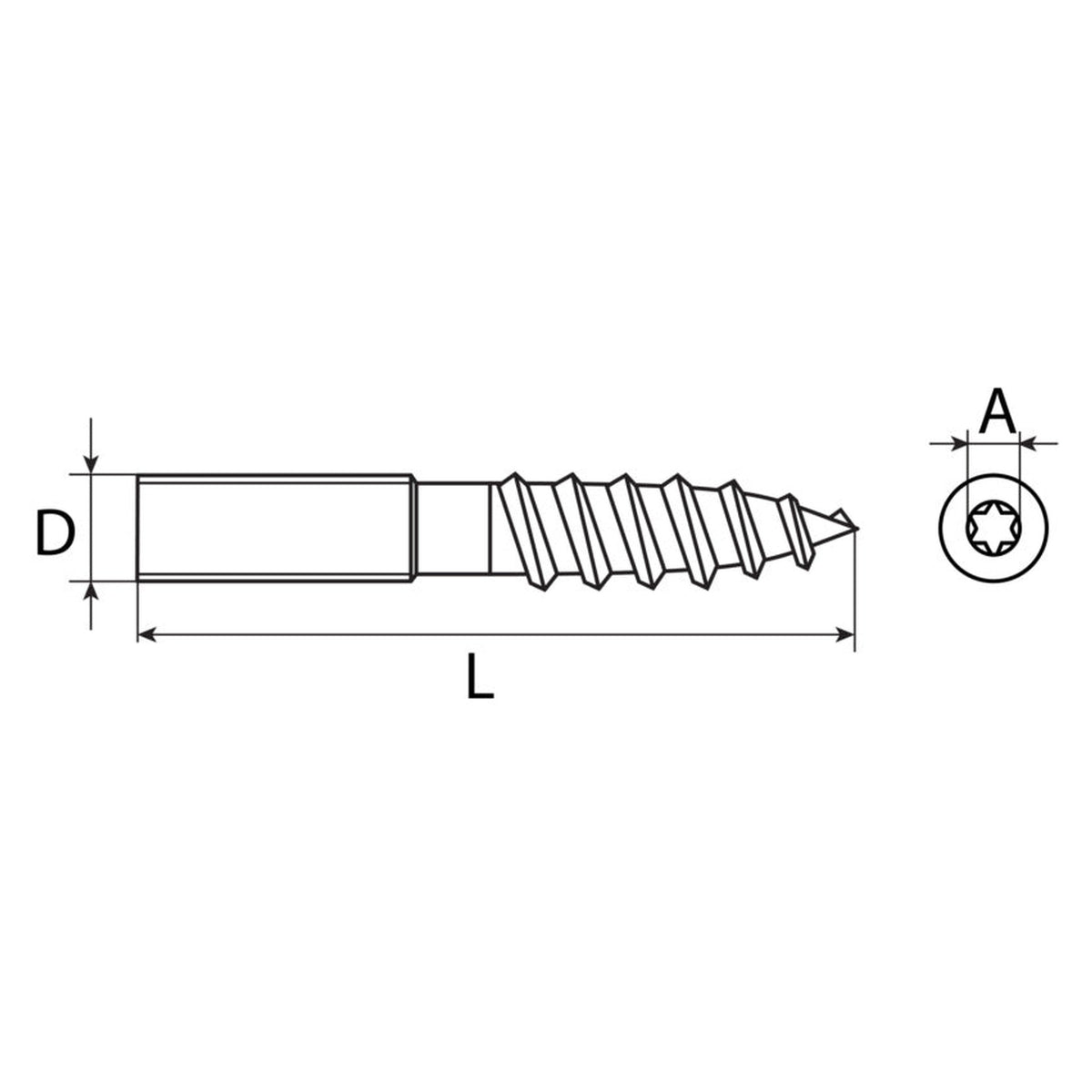 Stockschraube TX, Stahl verzinkt, 6 × 60 mm: Produktansicht