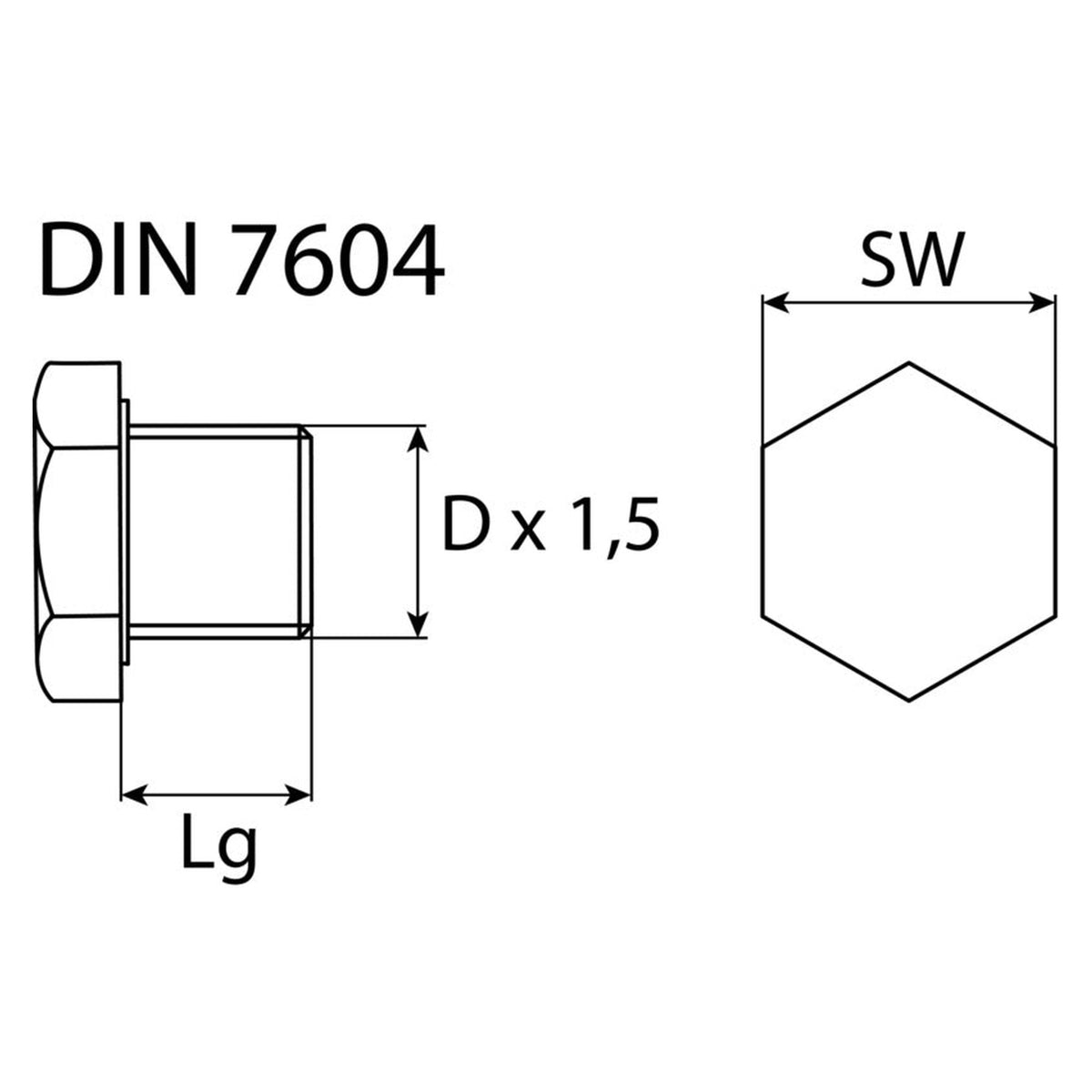 Kfz-Ölablassschraube M14 × 1,5 × 12, Stahl phosphatiert, DIN 7604: Produktansicht