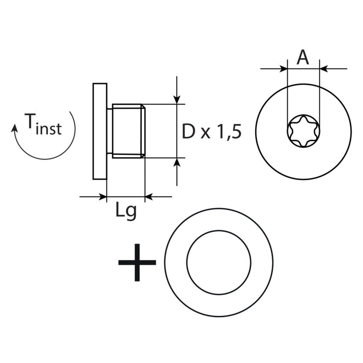 Kfz-Ölablassschraube M14 × 1,5 × 10,5, Stahl Zink Nickel: Produktansicht