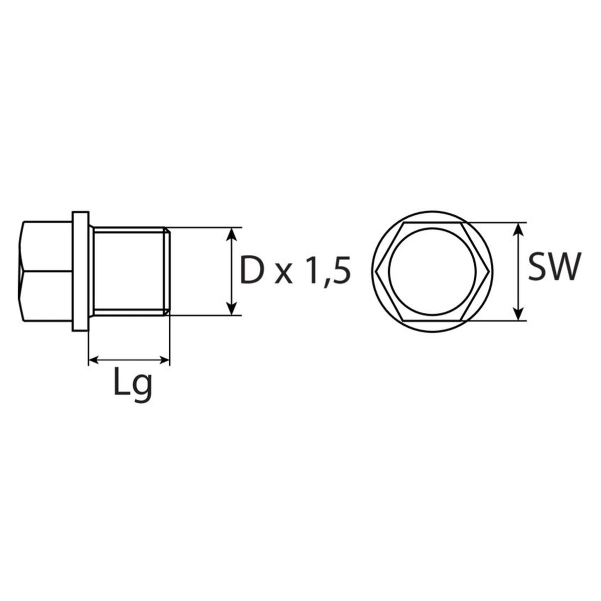 Kfz-Ölablassschraube M22 × 1,5 × 14 ohne Dichtring, Stahl verzinkt: Produktansicht