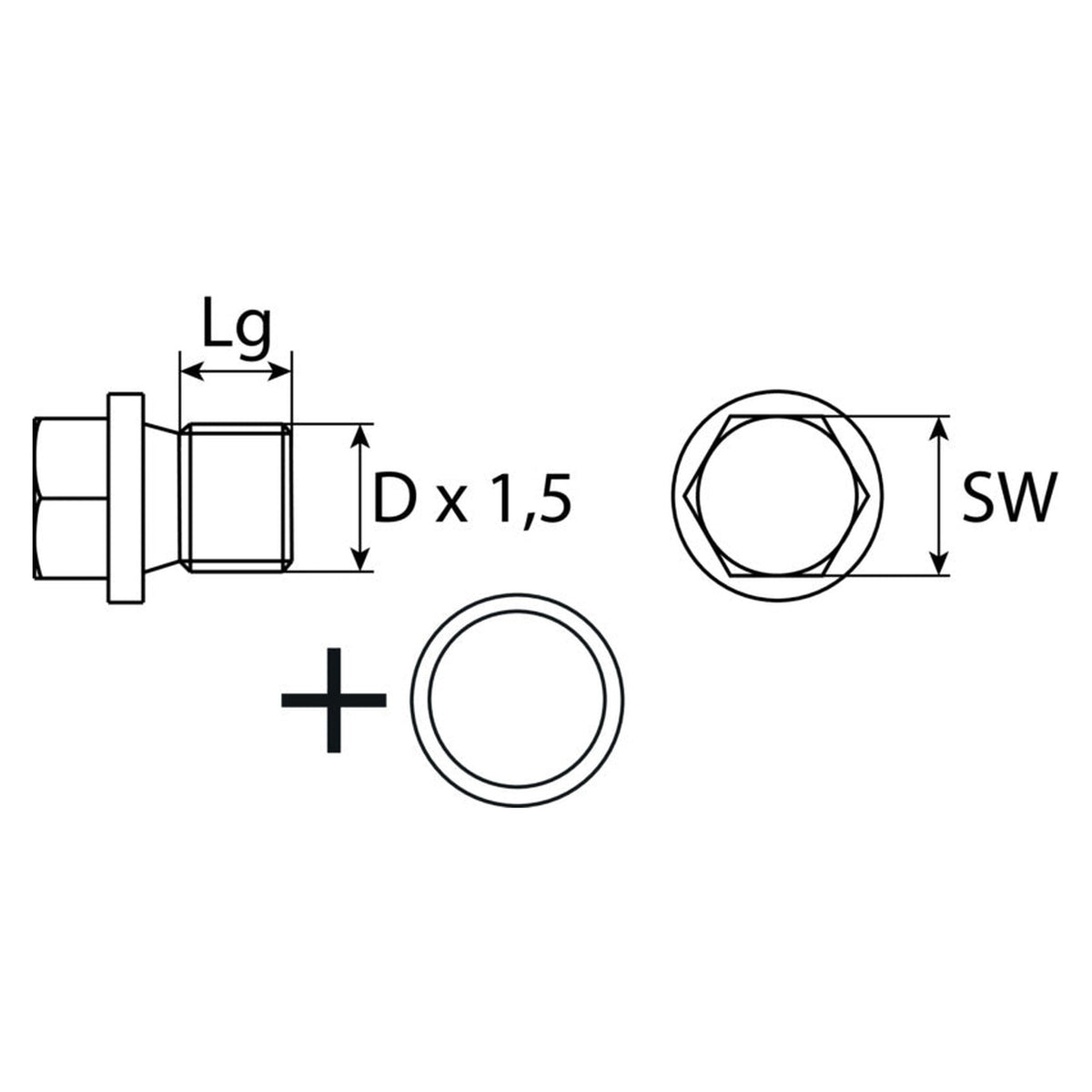 Kfz-Ölablassschraube M12 × 1,5 × 12 mit Dichtring, Zink-Lamelle: Produktansicht