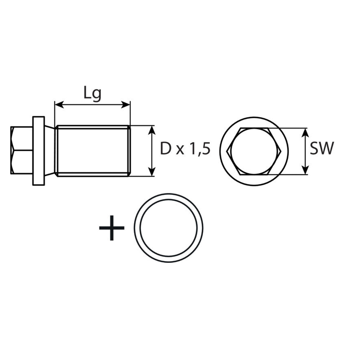 Kfz-Ölablassschraube M14 × 1,5 × 24 mit Dichtring, Zink-Lamelle: Produktansicht