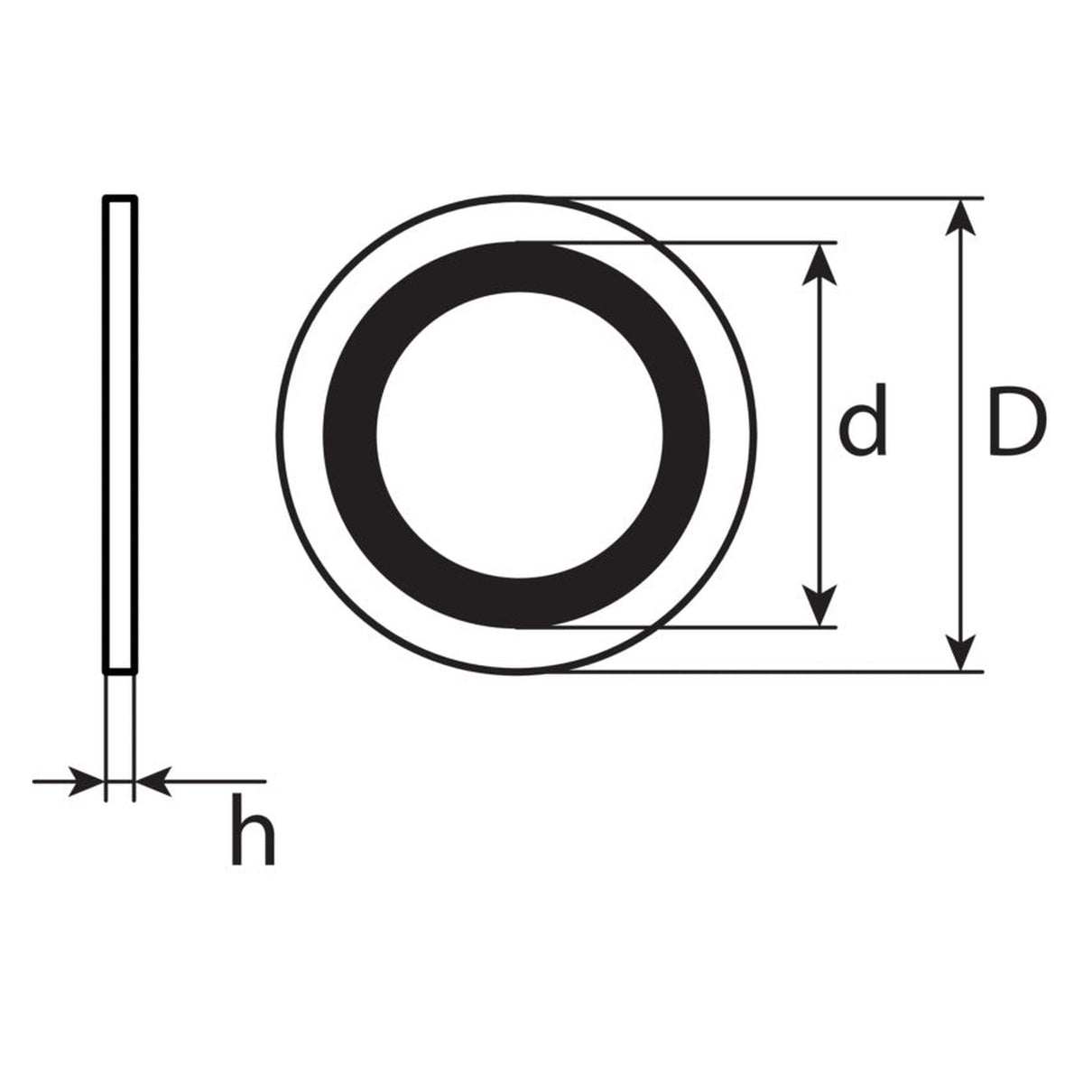 Kfz-Dichtring, NBR und Stahl schwarz verzinkt, 11 × 21 × 2,5 mm: Produktansicht
