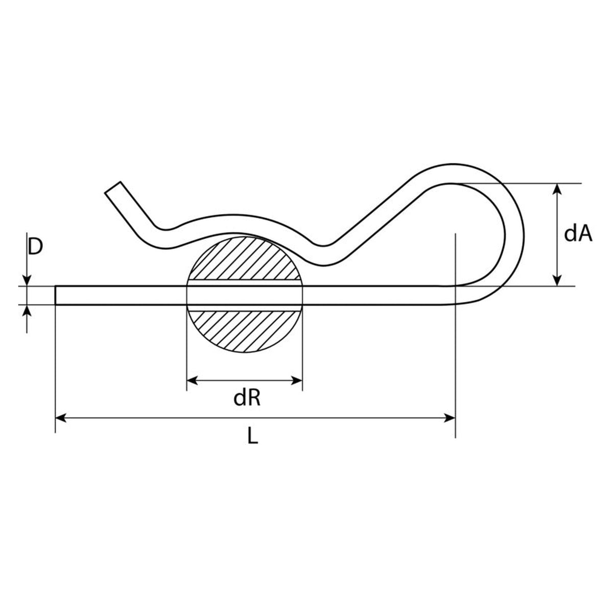 Federstecker einfache Ausführung, Stahl verzinkt: Produktansicht