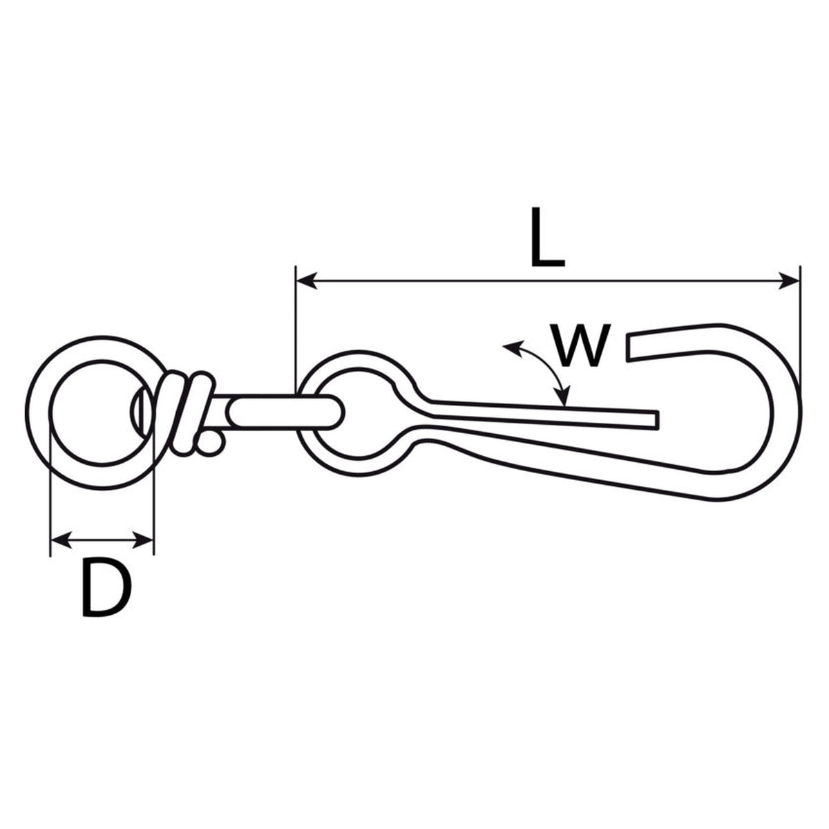 Simplexhaken Form B mit Wirbel, Stahl verzinkt, DIN 5287, 50 mm: Produktansicht